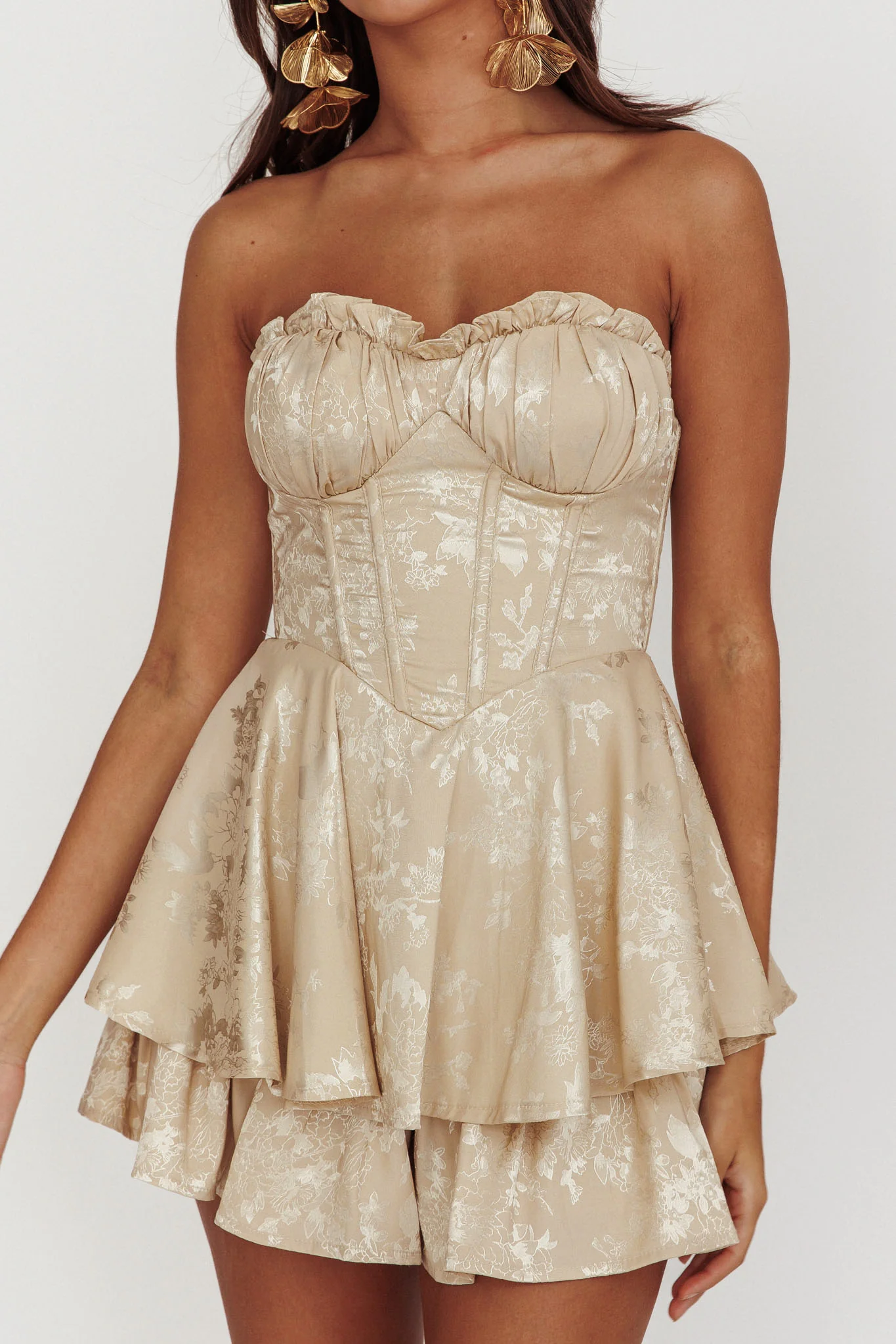 Paris Muse Gathered Bust Romper Champagne - Image 5