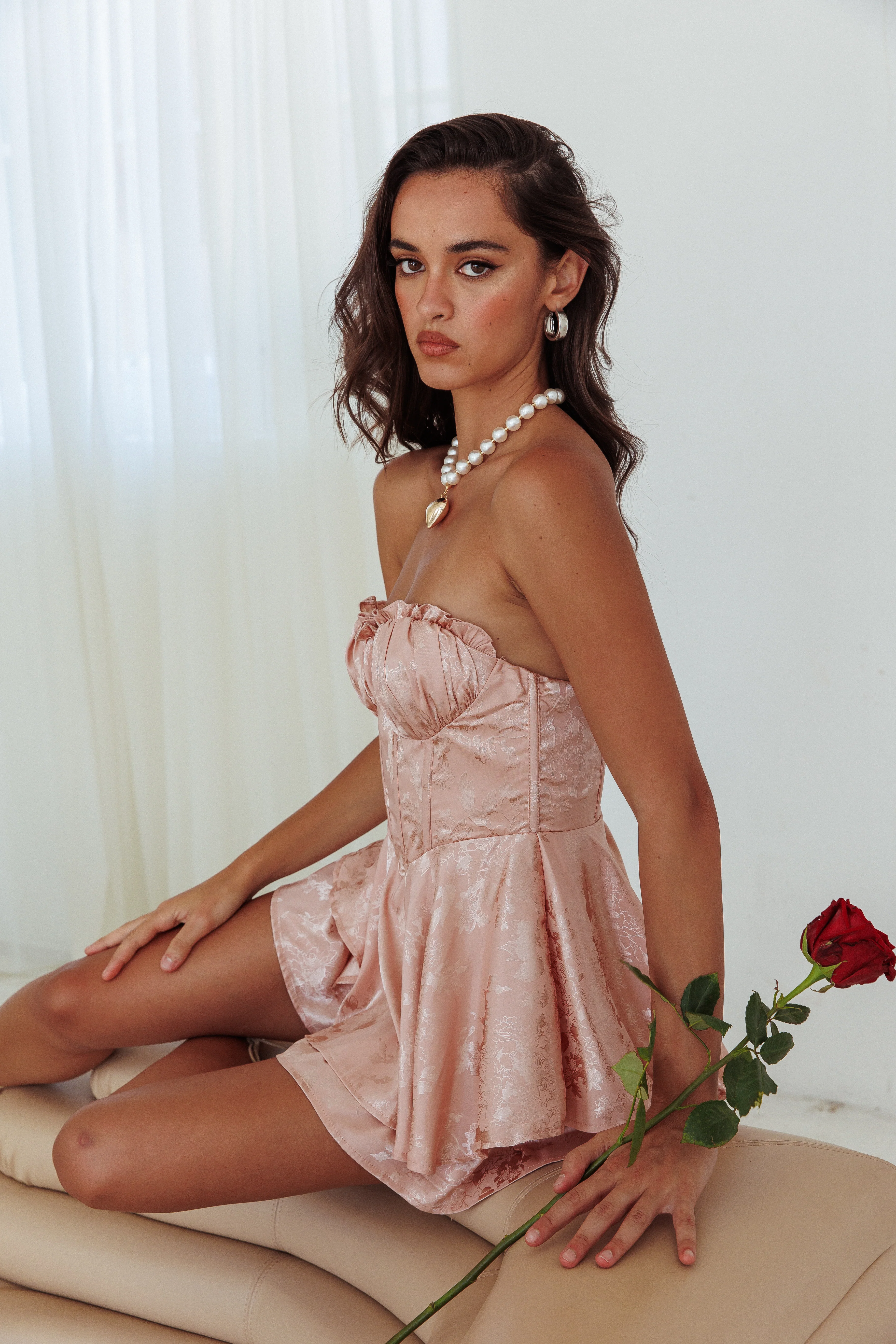 Paris Muse Gathered Bust Romper Rose - Image 7