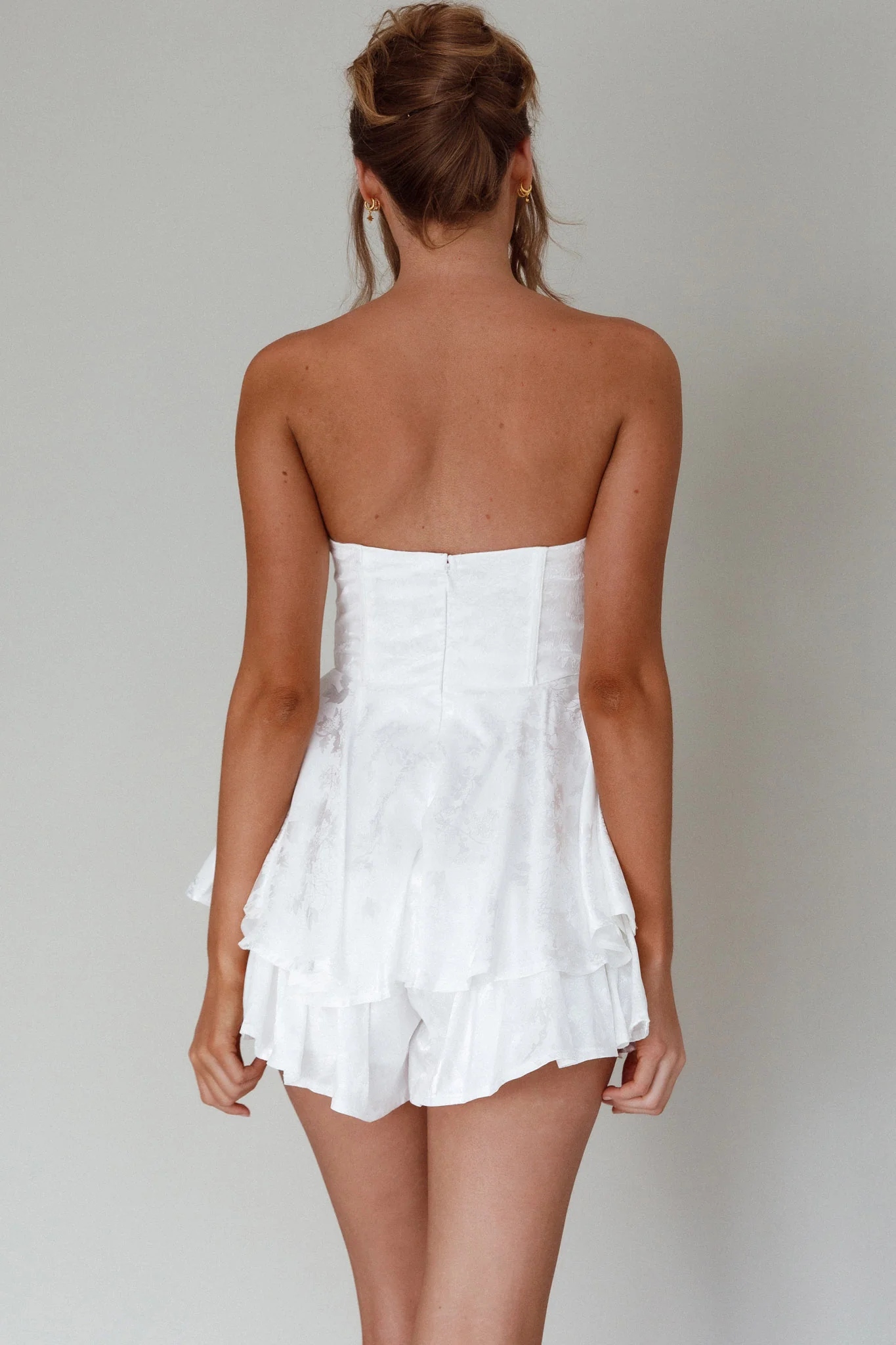 Paris Muse Gathered Bust Romper White - Image 4