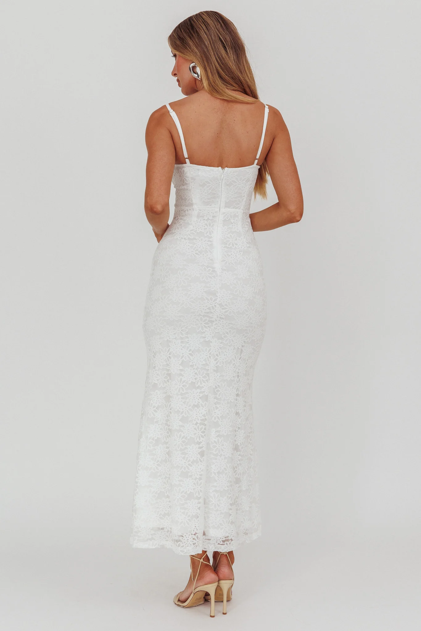 Passione Tied Bust Lace Maxi Dress White - Image 2