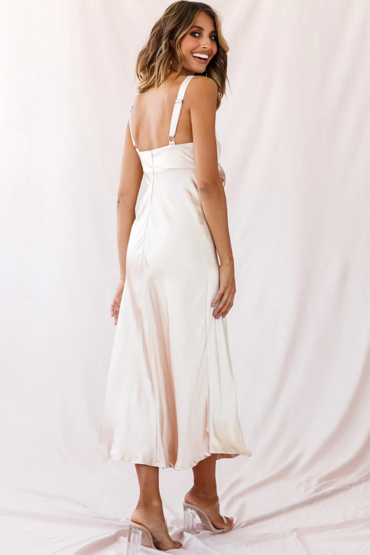 Perfect Day Satin Midi Dress Gold - Image 6