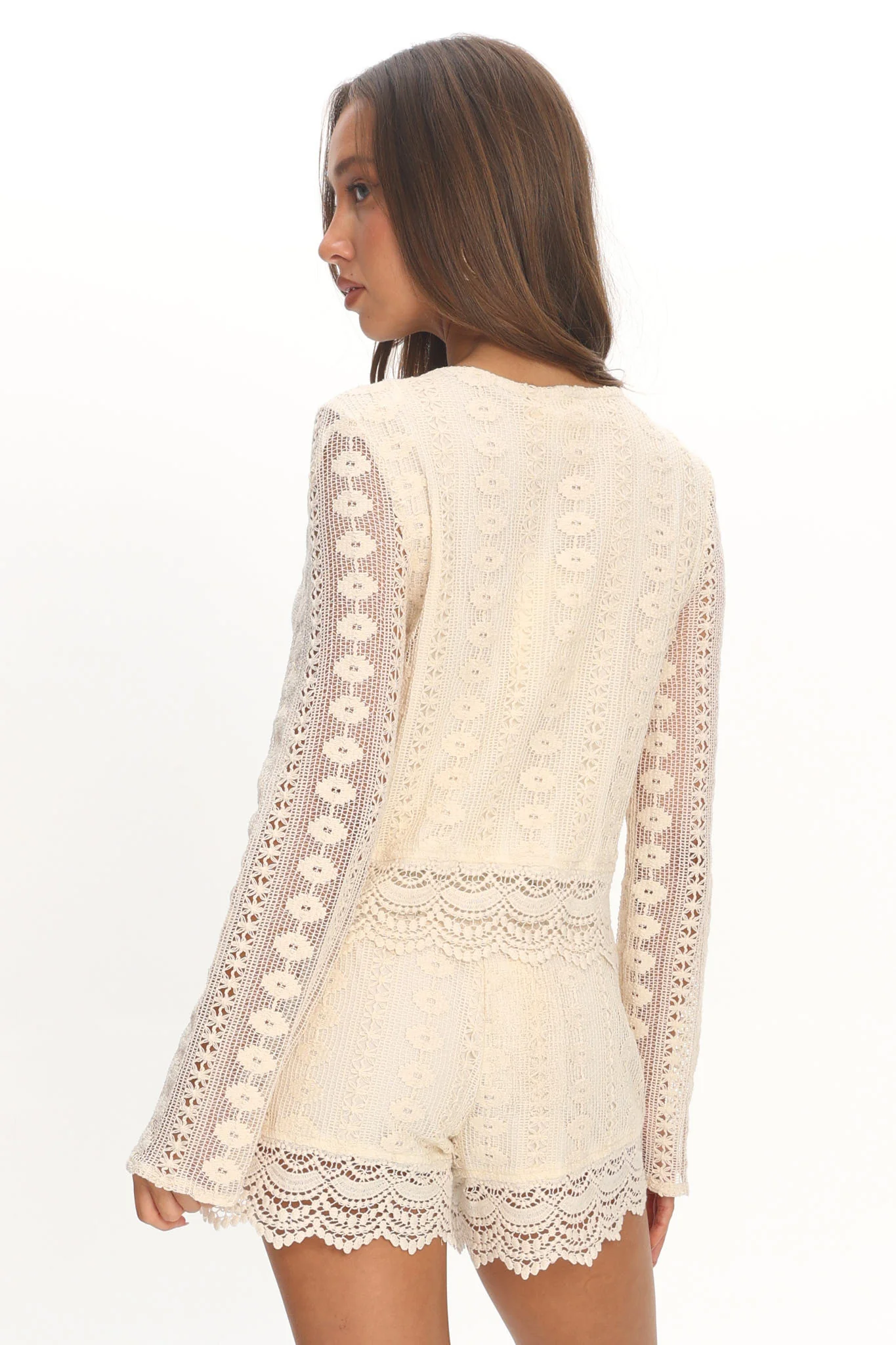 Perrine Lace Tie Front Top Oat - Image 3