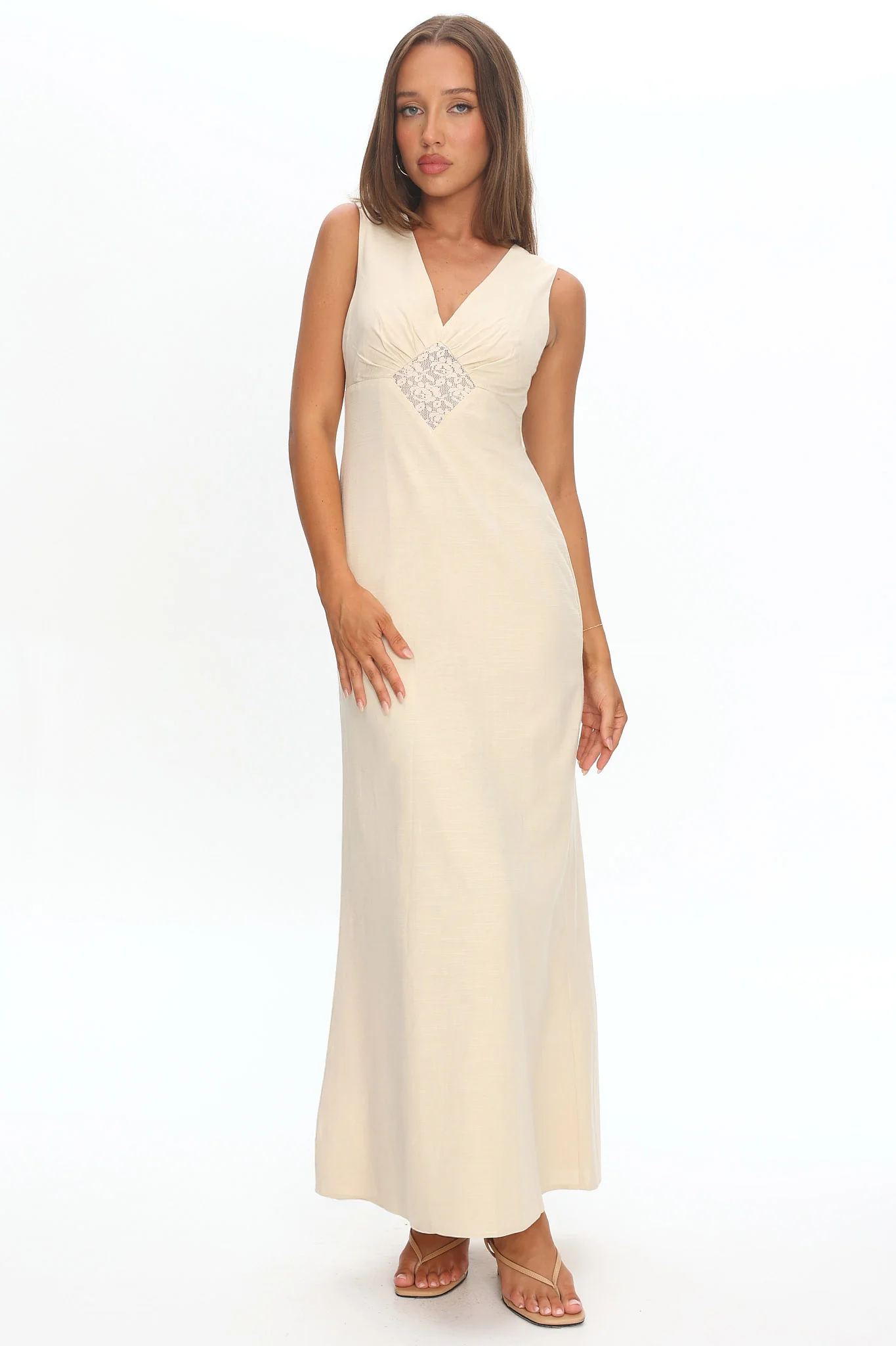 Perry Lace Insert Maxi Dress Vanilla - Image 2