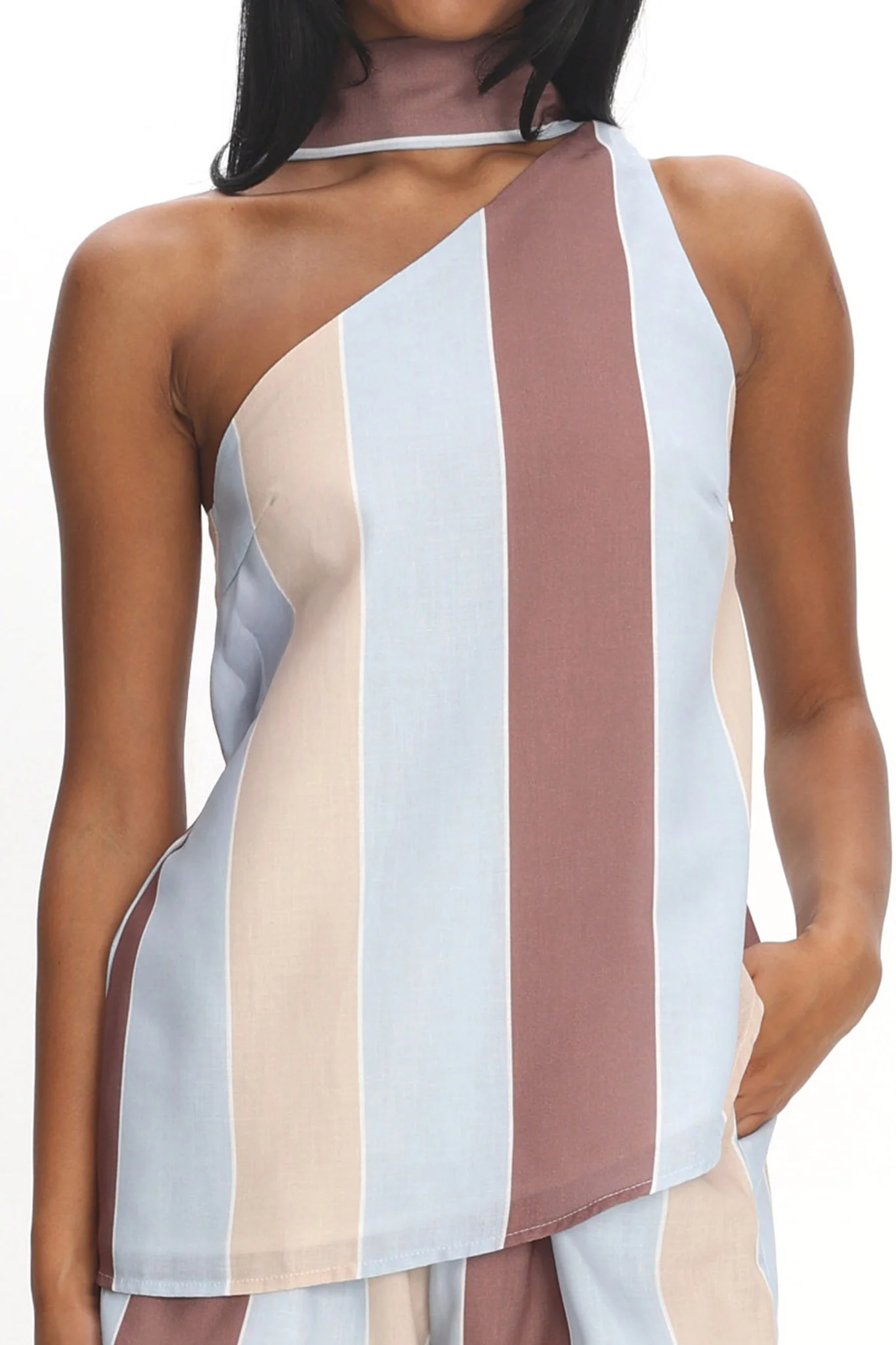 Petronella One Shoulder Top Stripe - Image 3