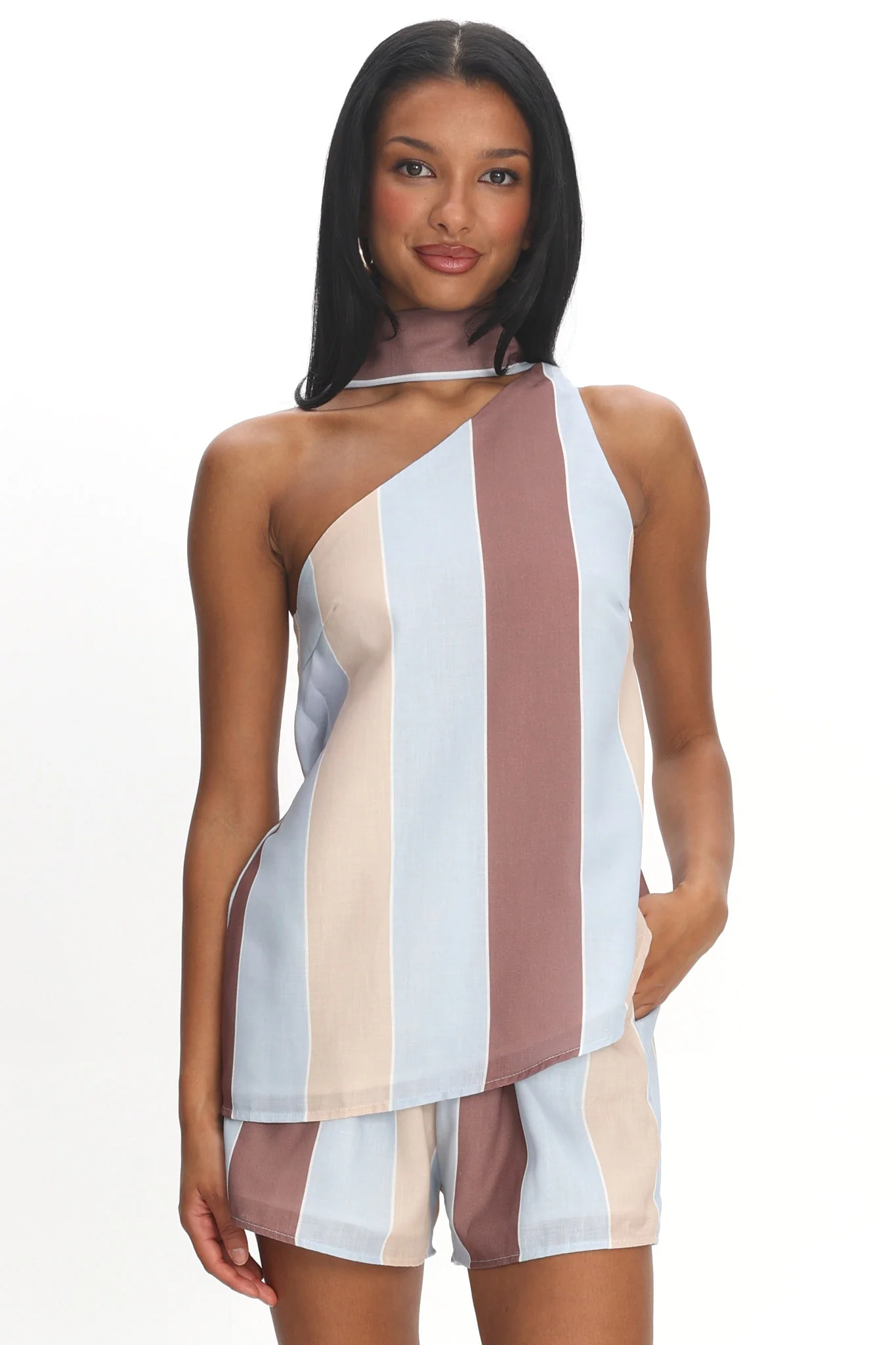 Petronella One Shoulder Top Stripe - Image 5
