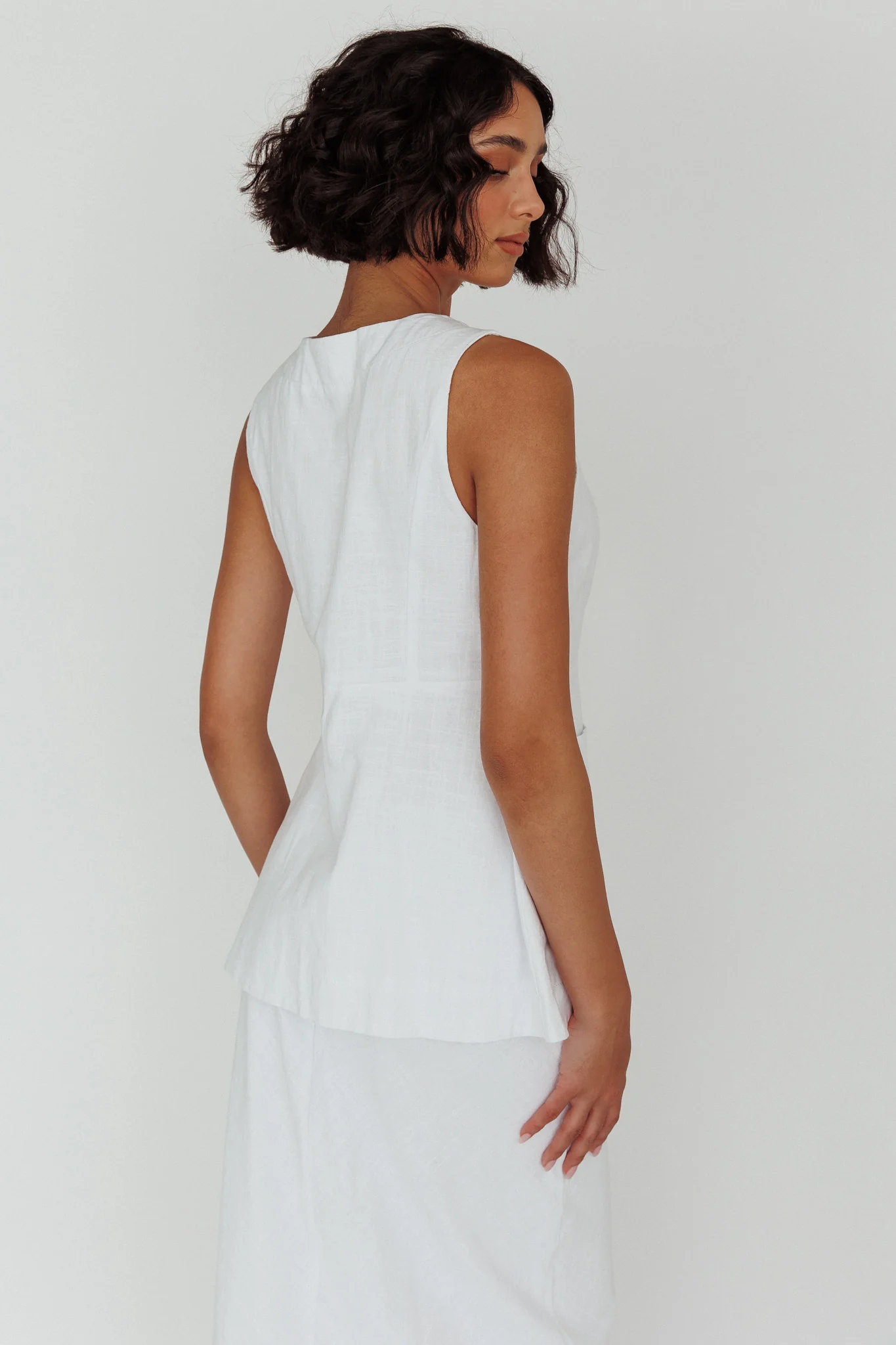 Philomena Button Vest Top White - Image 2