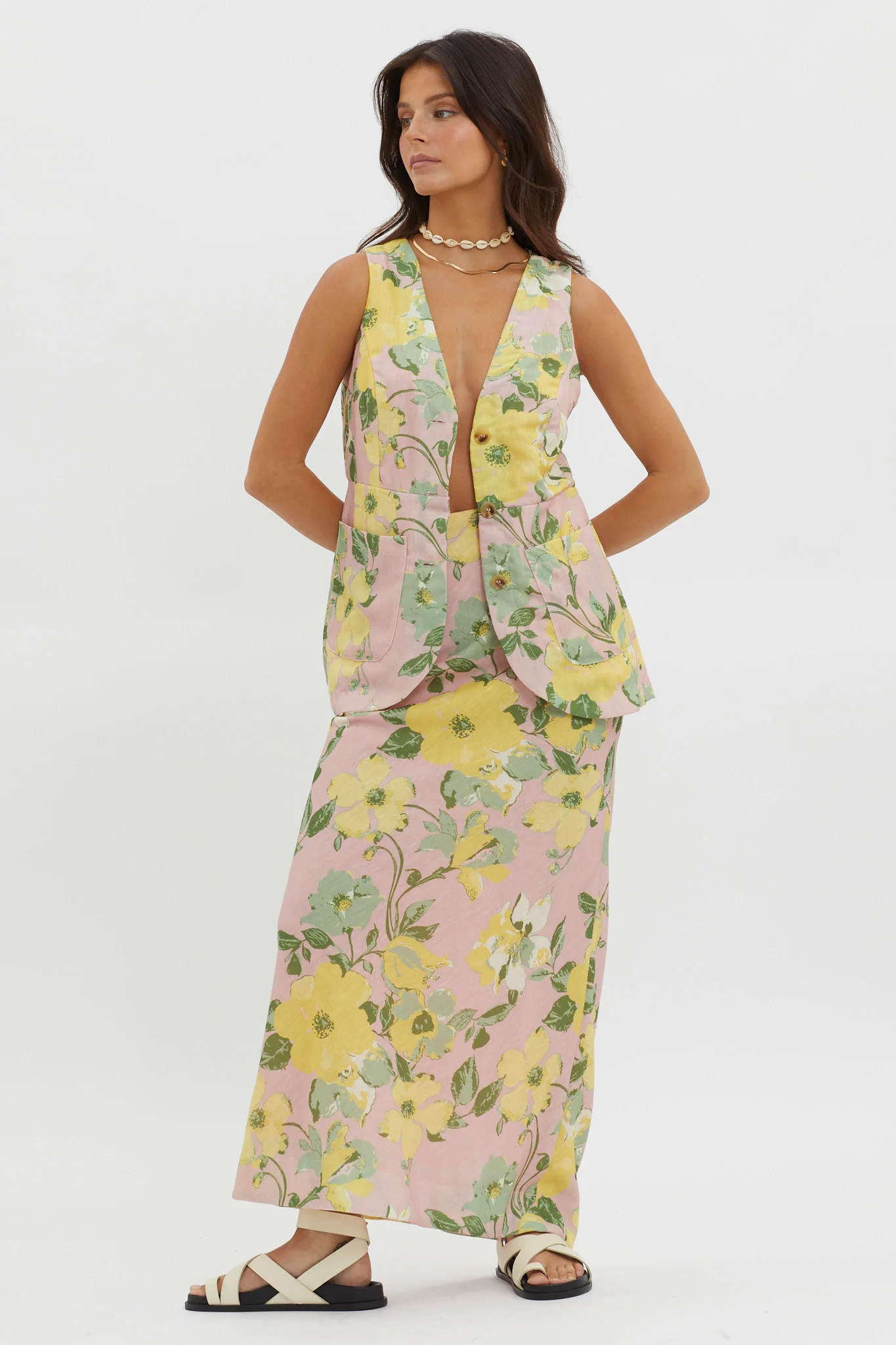 Philomena Midi Skirt Floral Blush - Image 5