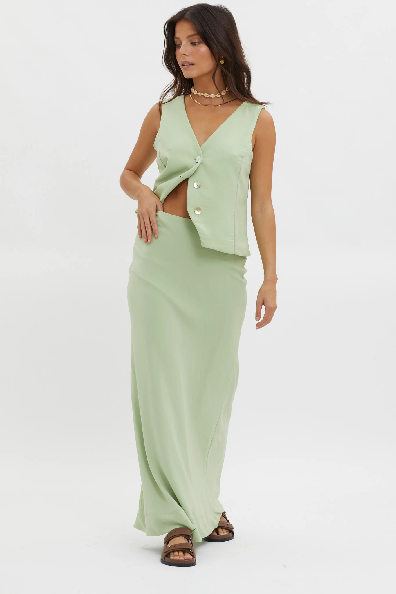 Philomena Midi Skirt Sage - Image 2
