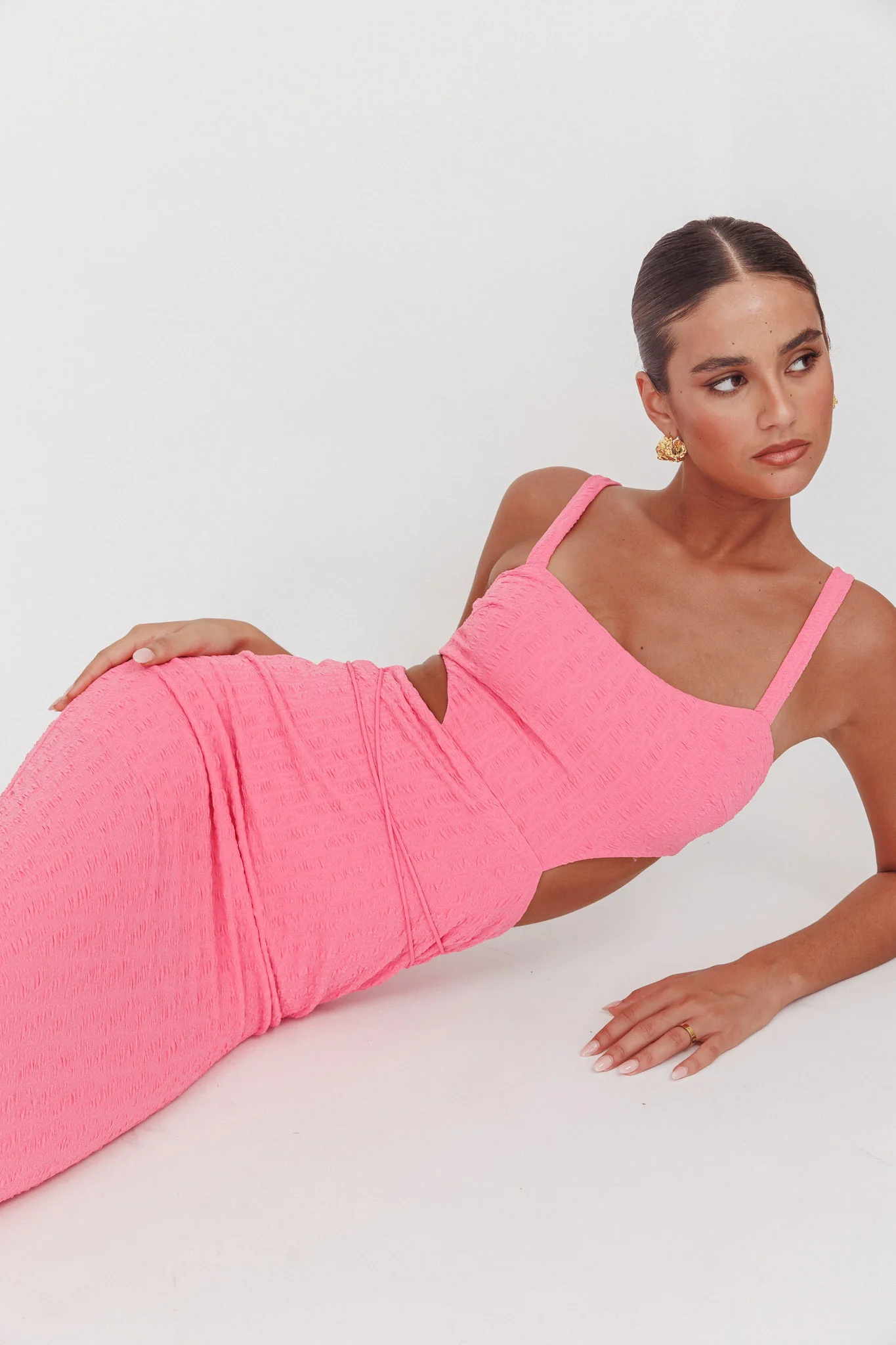 Piera Cut-Out Waist Maxi Dress Hot Pink - Image 2