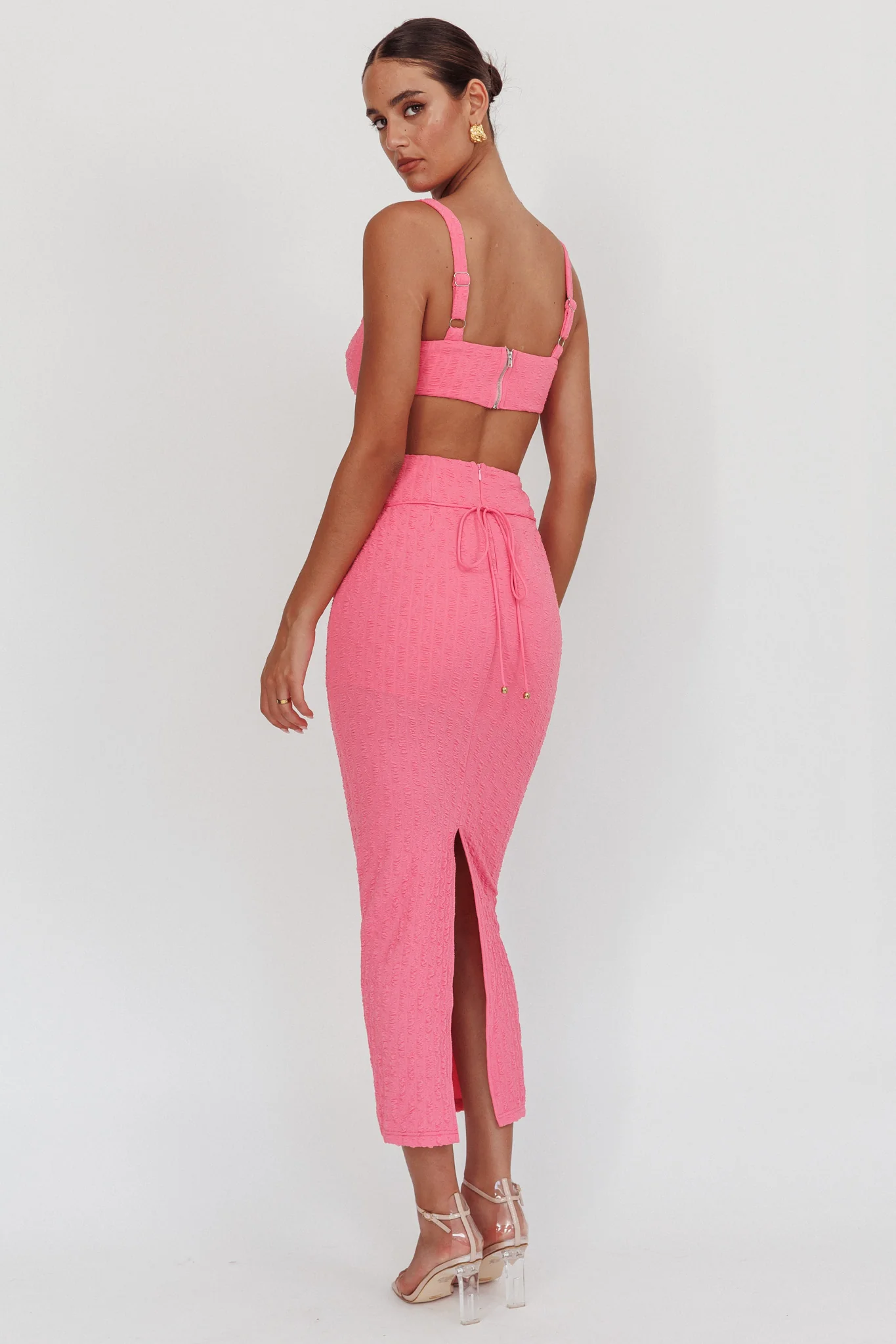 Piera Cut-Out Waist Maxi Dress Hot Pink - Image 3