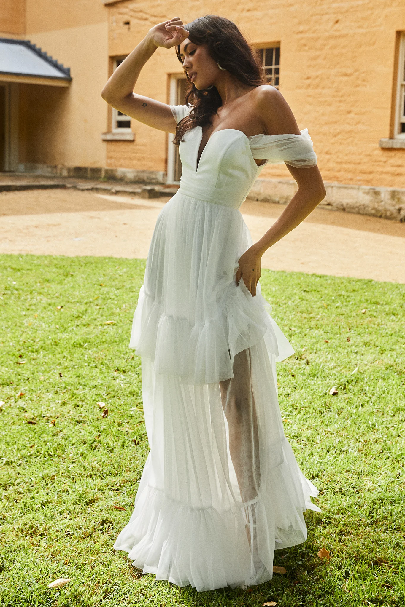 Pixi Off Shoulder Maxi Dress White - Image 5