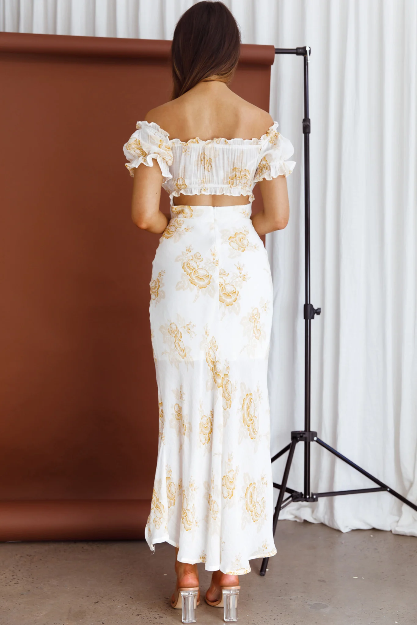 Pixie Puff Sleeve Midi Dress Floral Yellow - Image 7