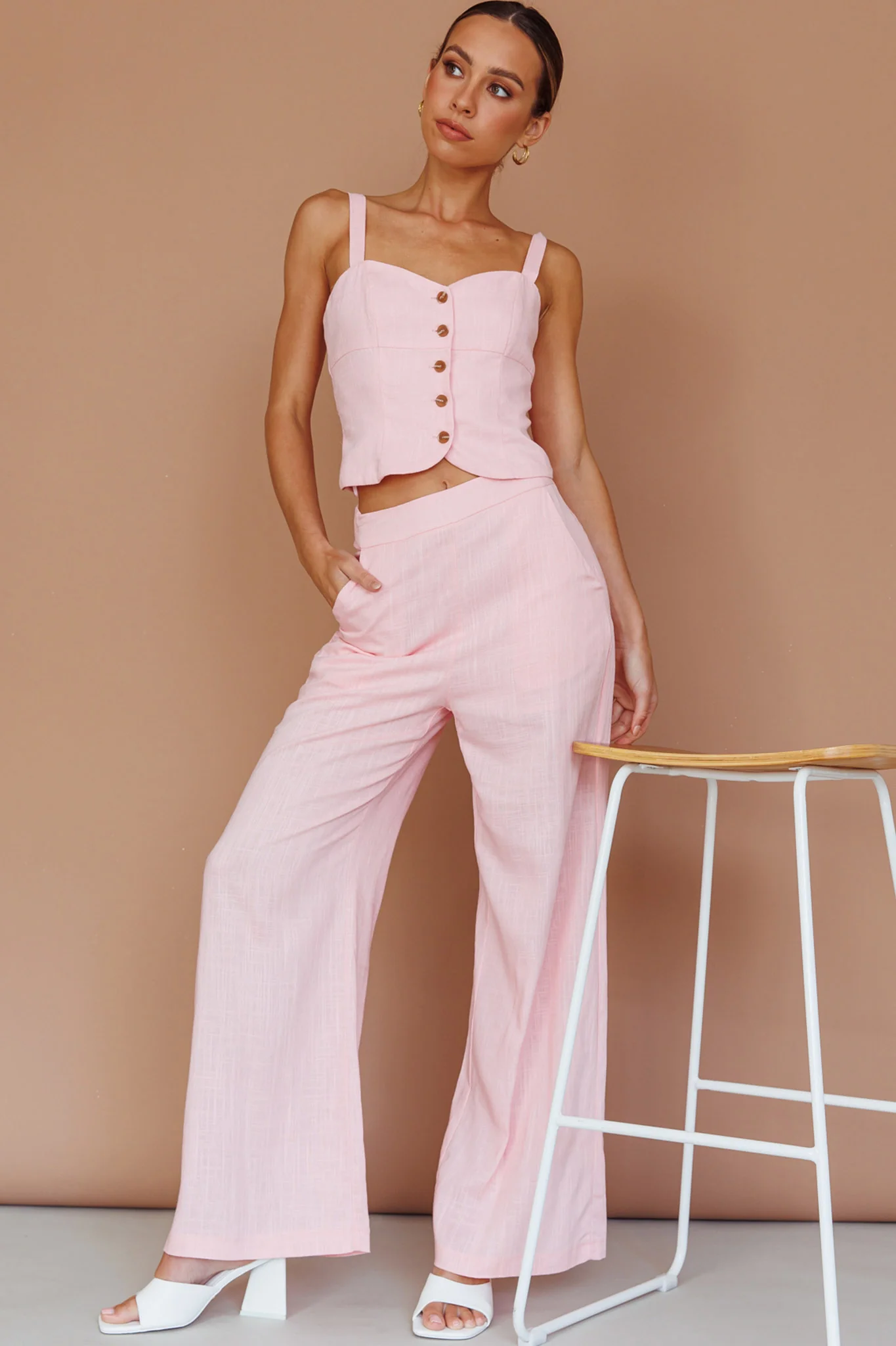 Play It Cool Button Up Top Pink - Image 6