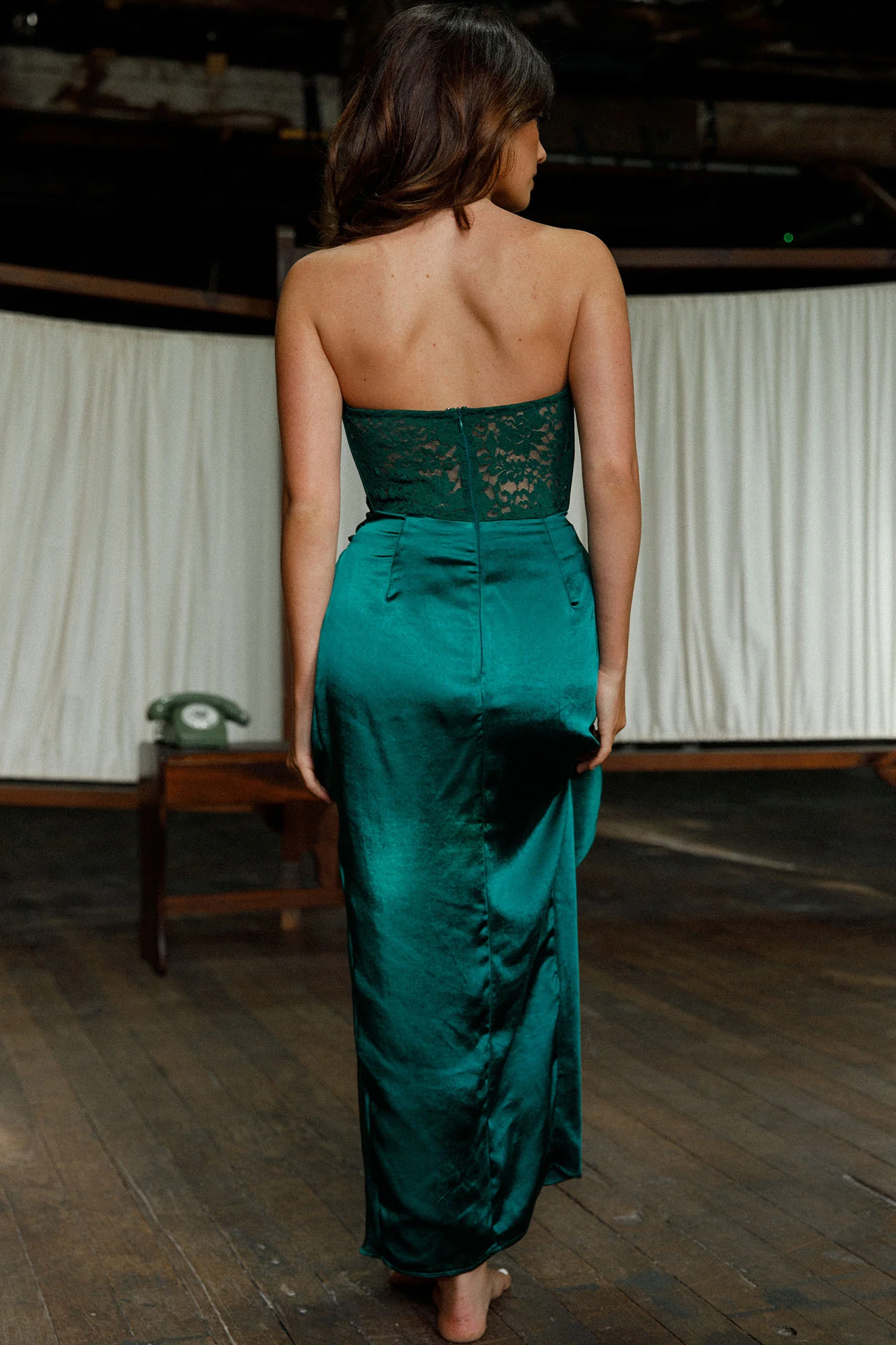 Playing For Keeps Lace Bodice Maxi Dress Forest Green - Image 2