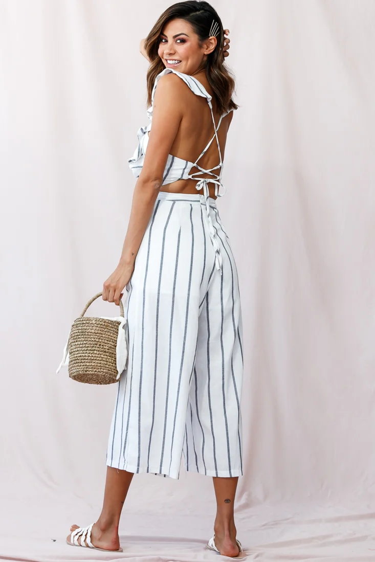 Poet Pinafore Lace-Up Jumpsuit White - Image 4