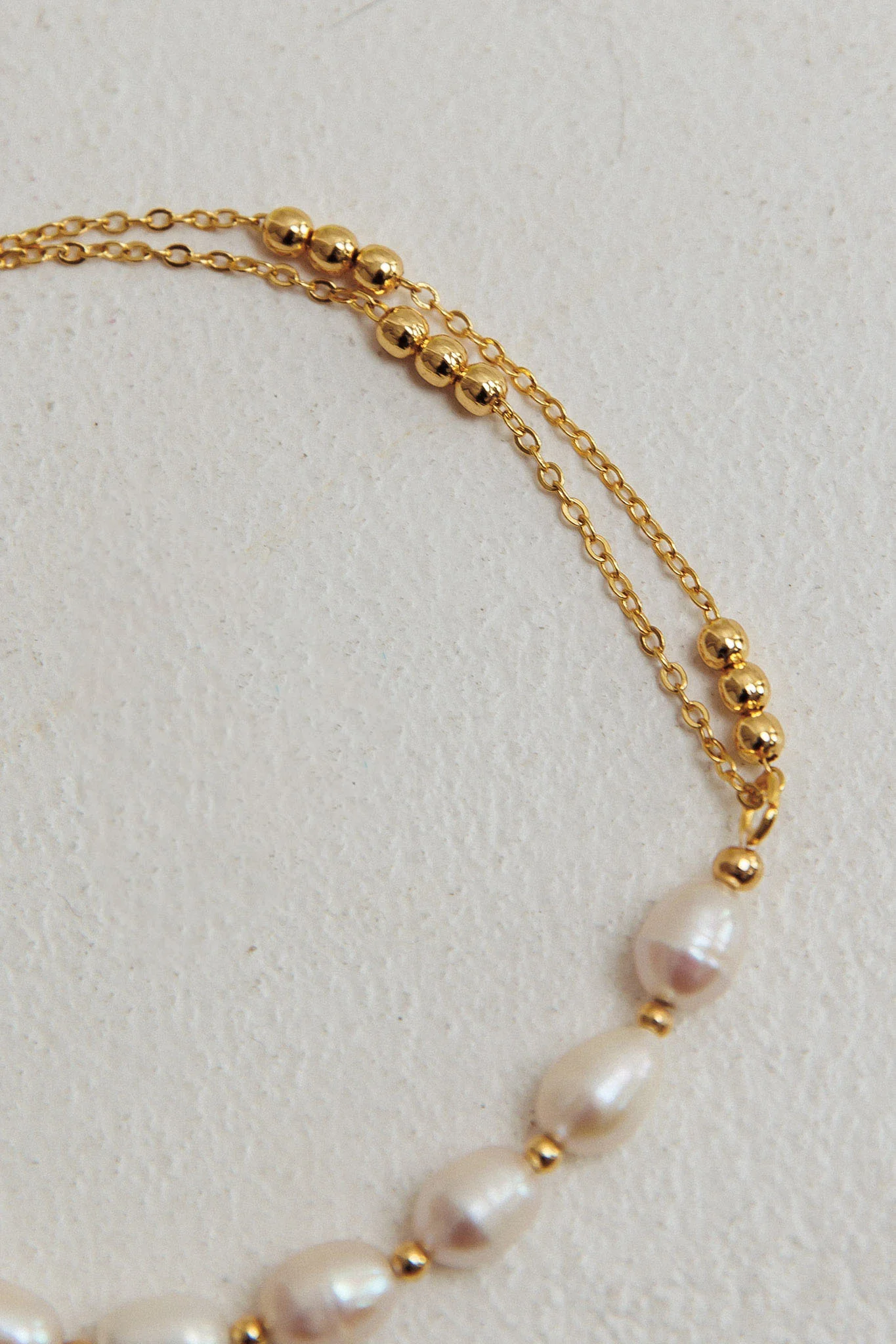 Polaris Freshwater Pearl Double Chain Bracelet Gold - Image 2
