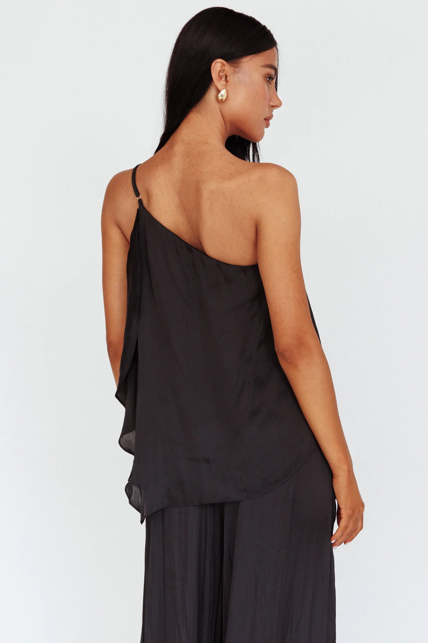 Pollina One Shoulder Top Black - Image 2