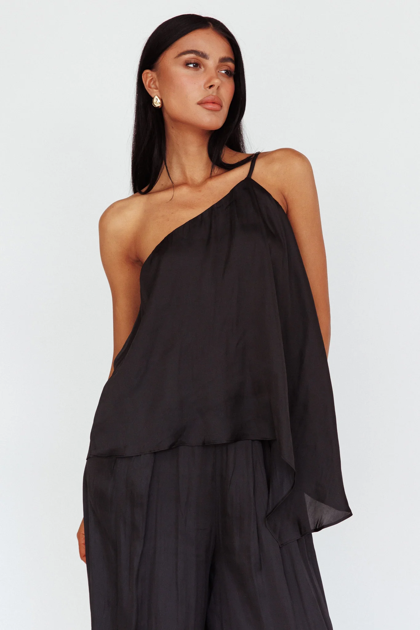 Pollina One Shoulder Top Black - Image 3