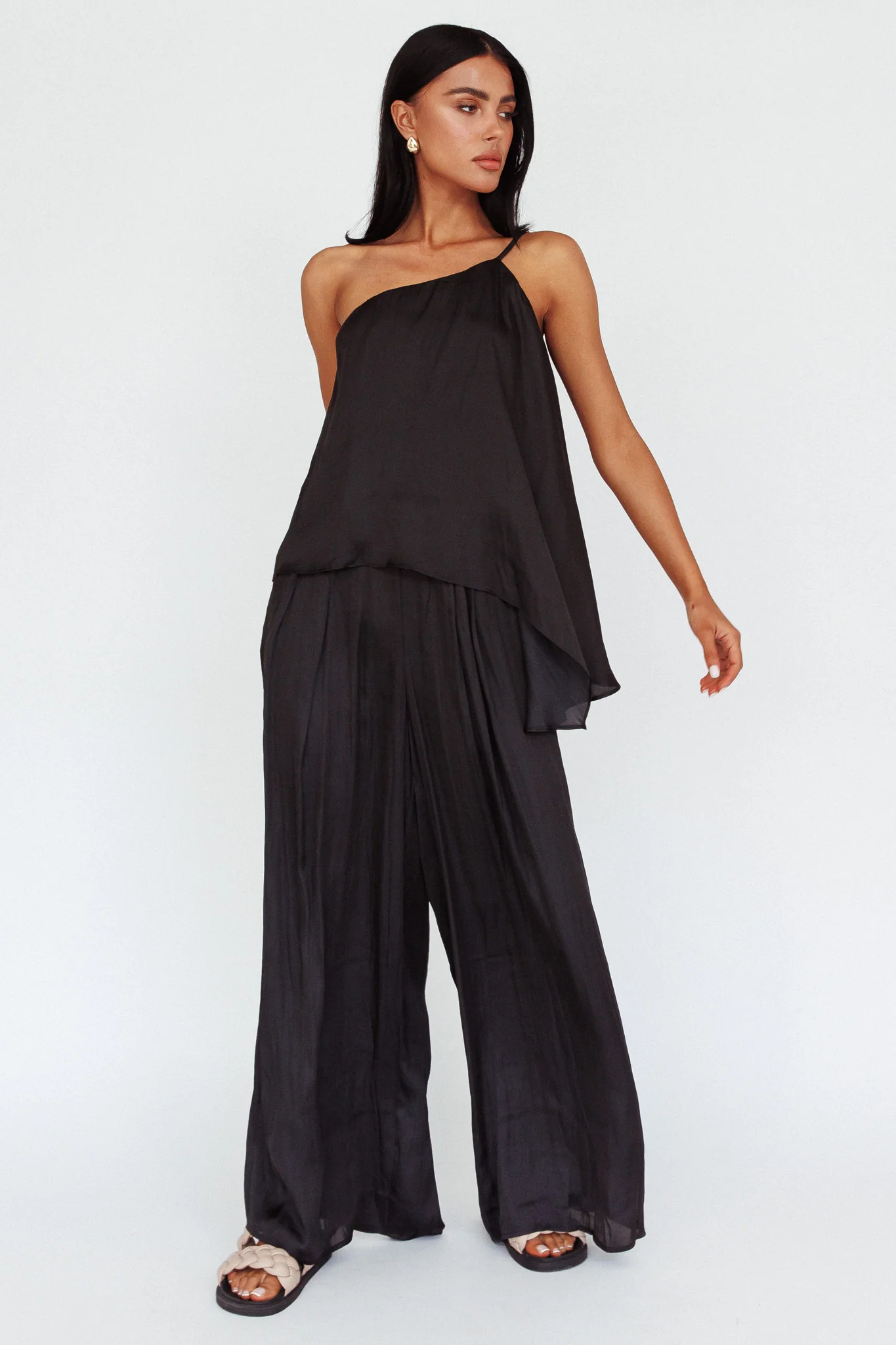 Pollina One Shoulder Top Black - Image 5