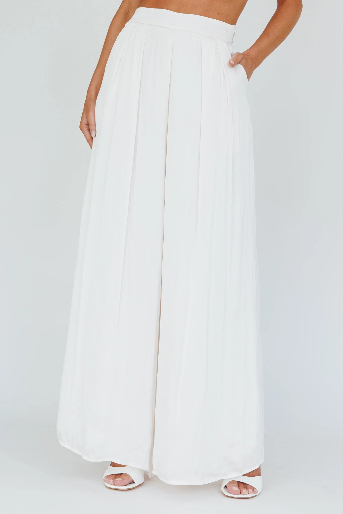 Pollina Wide Leg Pants Cream - Image 4