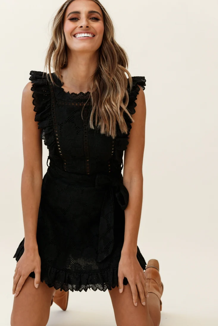 Prairie Crochet Frill Dress Black - Image 8