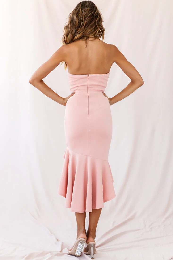 Prom Queen Bandeau Midi Dress Blush - Image 3