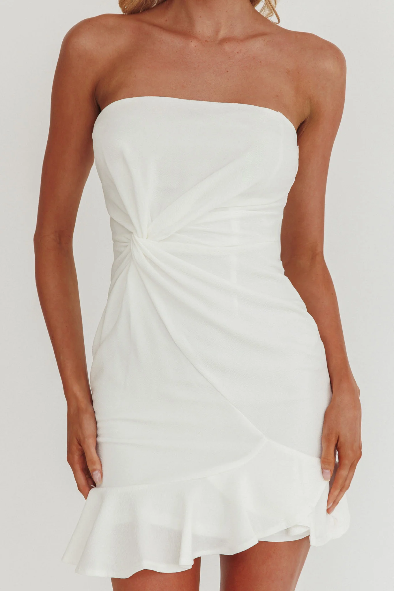 Prom Queen Bandeau Mini Dress White - Image 3