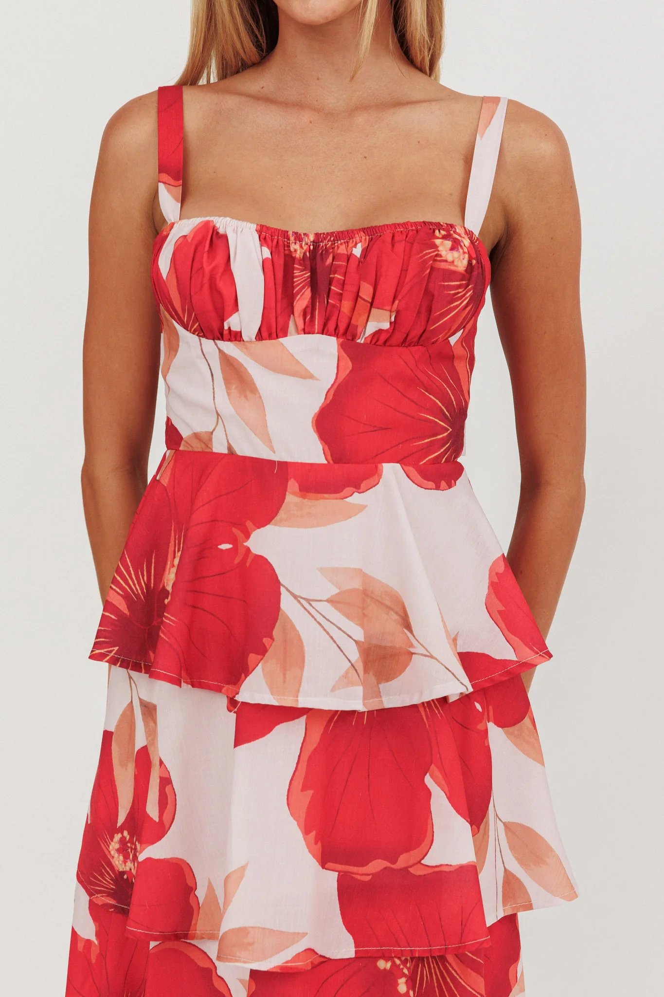 Provence Bloom Tiered Ruffle Floral Maxi Dress Blush - Image 4