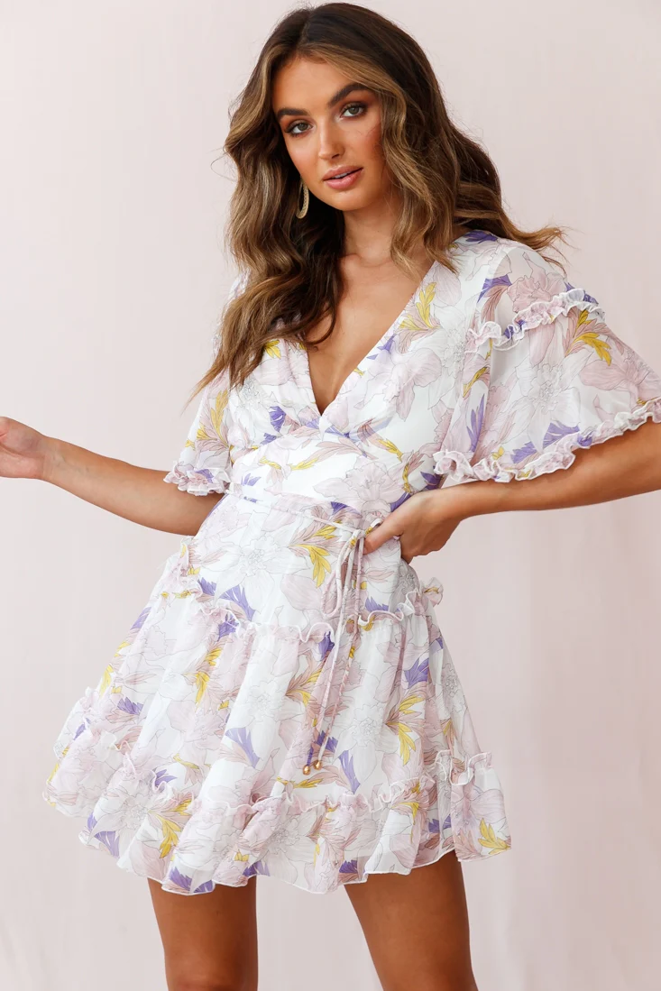 Psalm Angel Sleeve Frill Dress White - Image 6