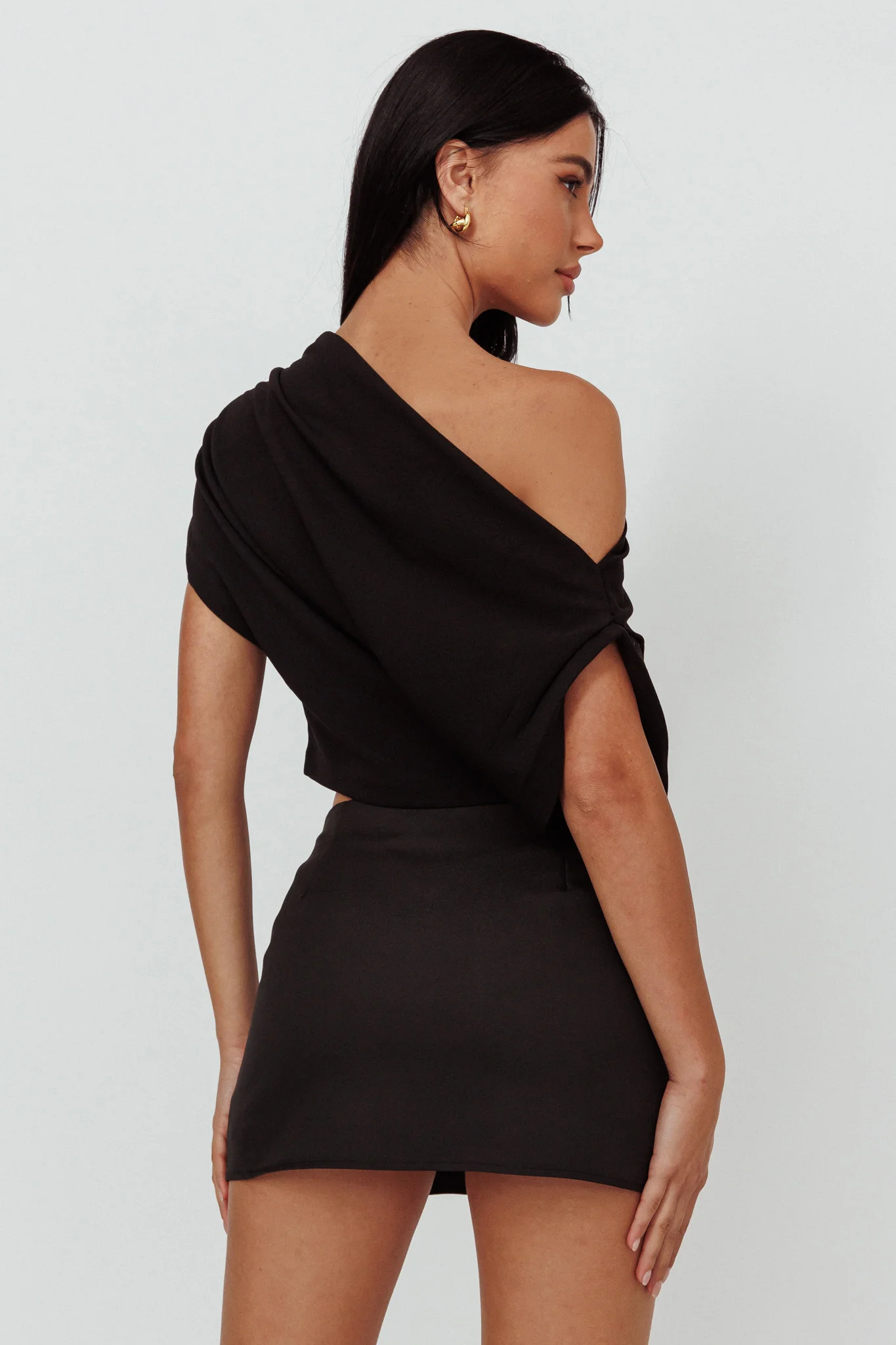 Quinn One Shoulder Top Black - Image 2