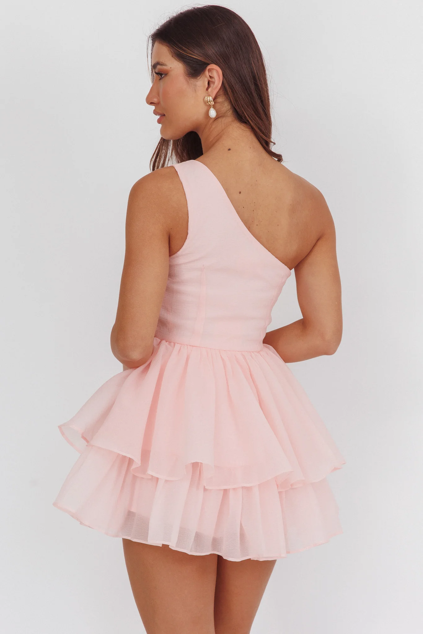 Raelene One-Shoulder Ruffle Romper Pink - Image 2