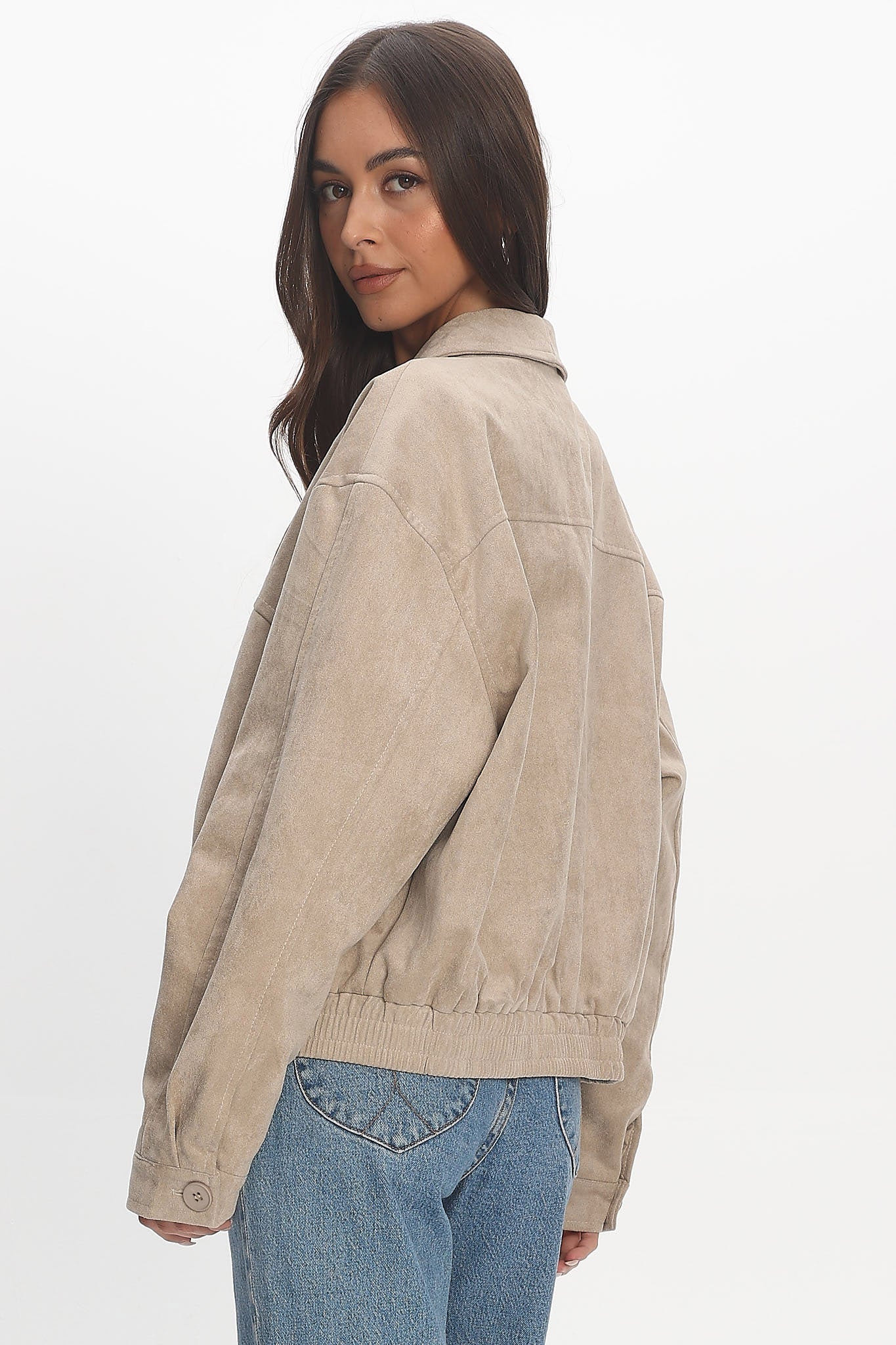 Rampage Faux Suede Blouson Jacket Sand - Image 3