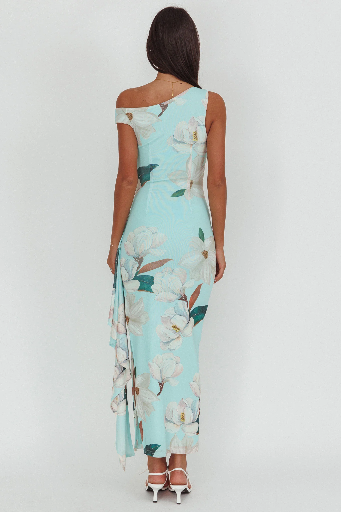 Raphaella Asymmetric Neckline Split Maxi Dress Magnolia Mint - Image 2