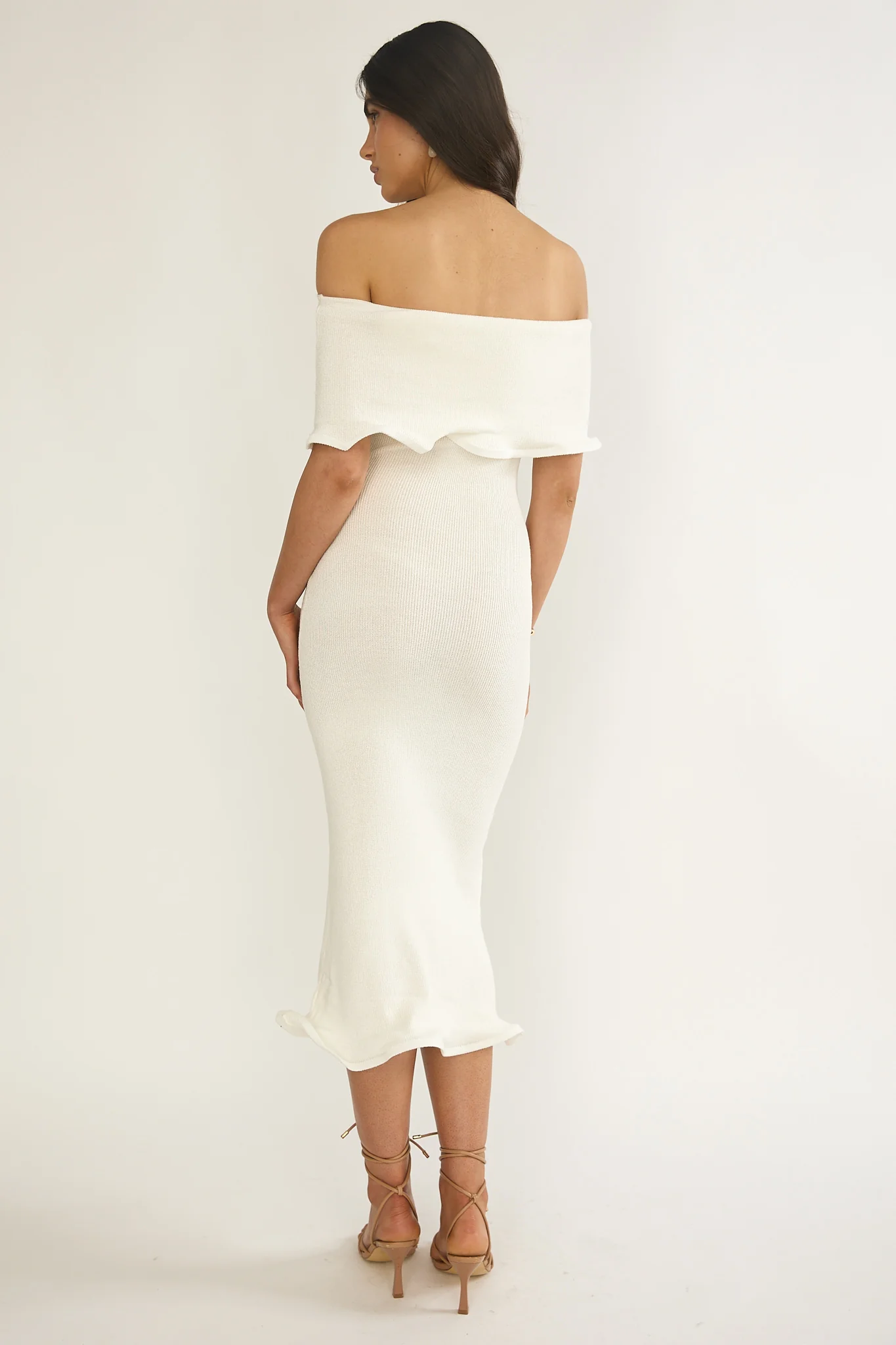 Rayna Off-Shoulder Midi Dress Ivory - Image 3