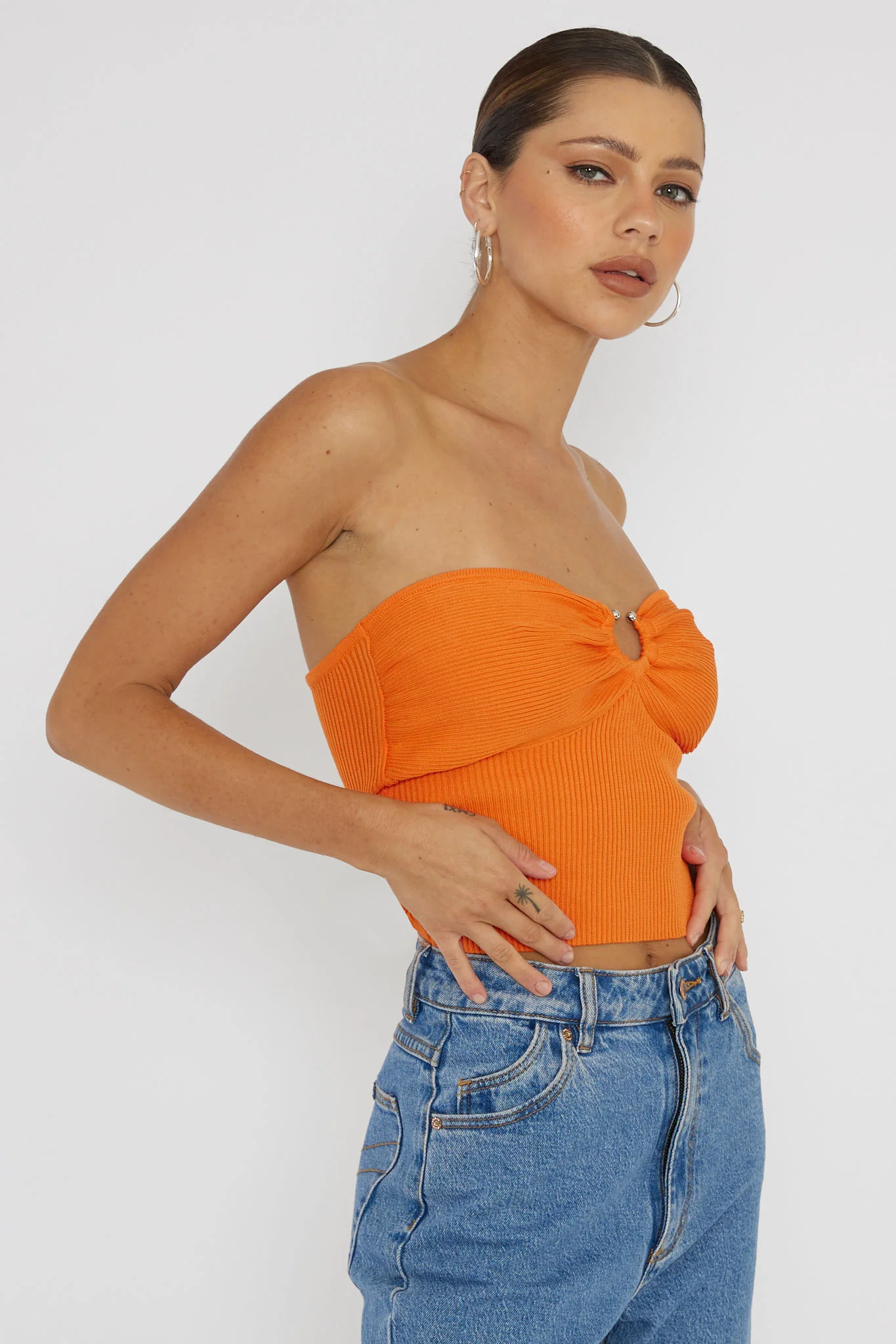 Real Talk Sweetheart Neckline Top Orange - Image 5