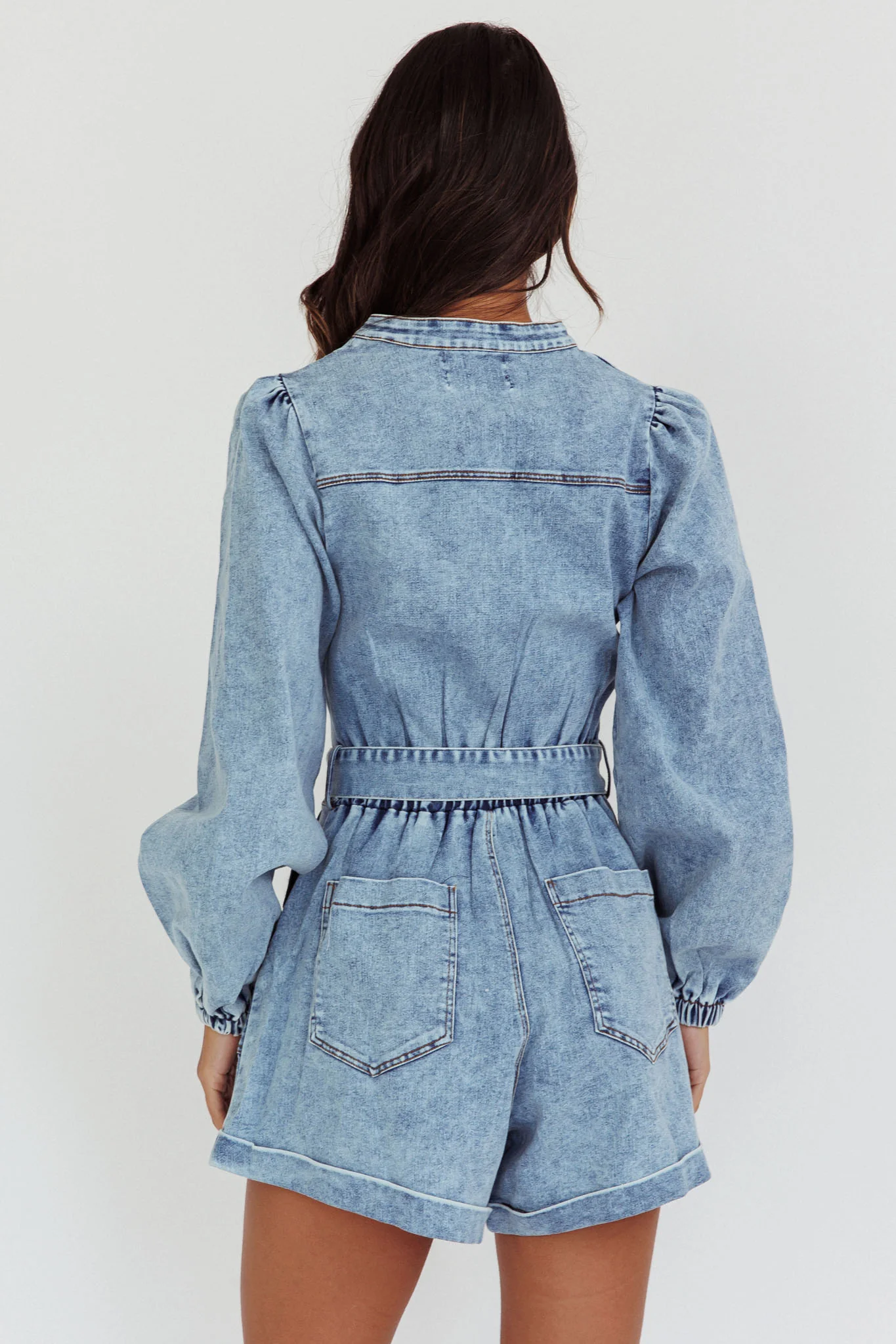 Real World Zip Front Romper Denim Blue - Image 2