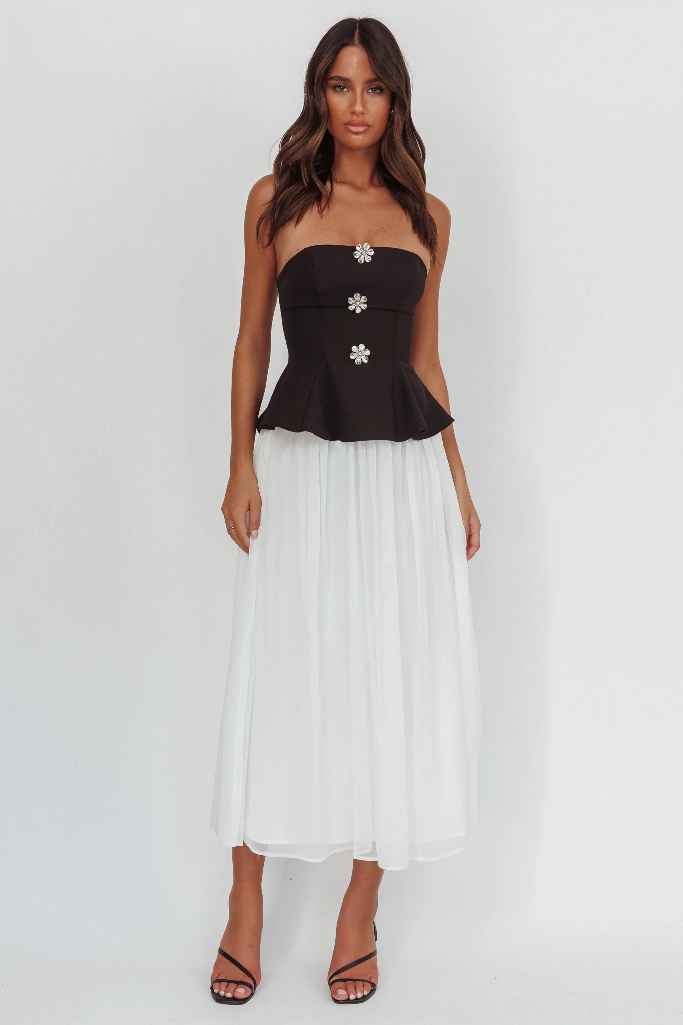 Rebel Peplum Bodice Midi Dress Black - Image 4