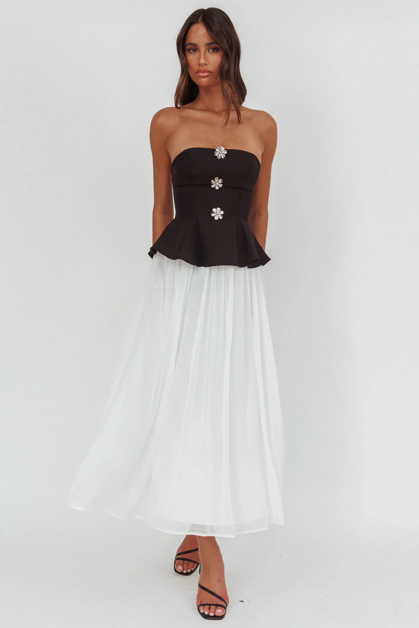 Rebel Peplum Bodice Midi Dress Black - Image 5