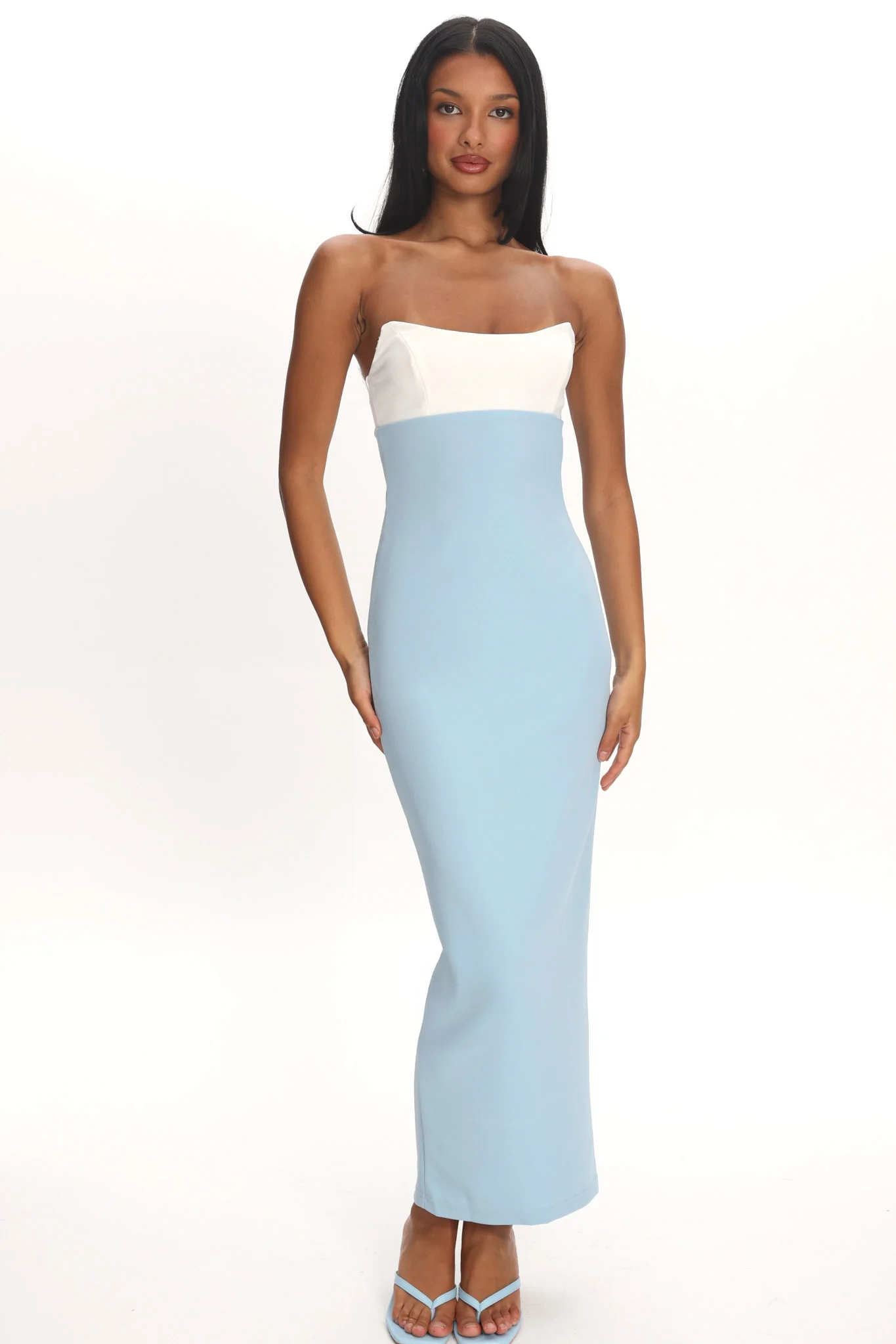 Regent Strapless Maxi Dress Contrast Blue - Image 2
