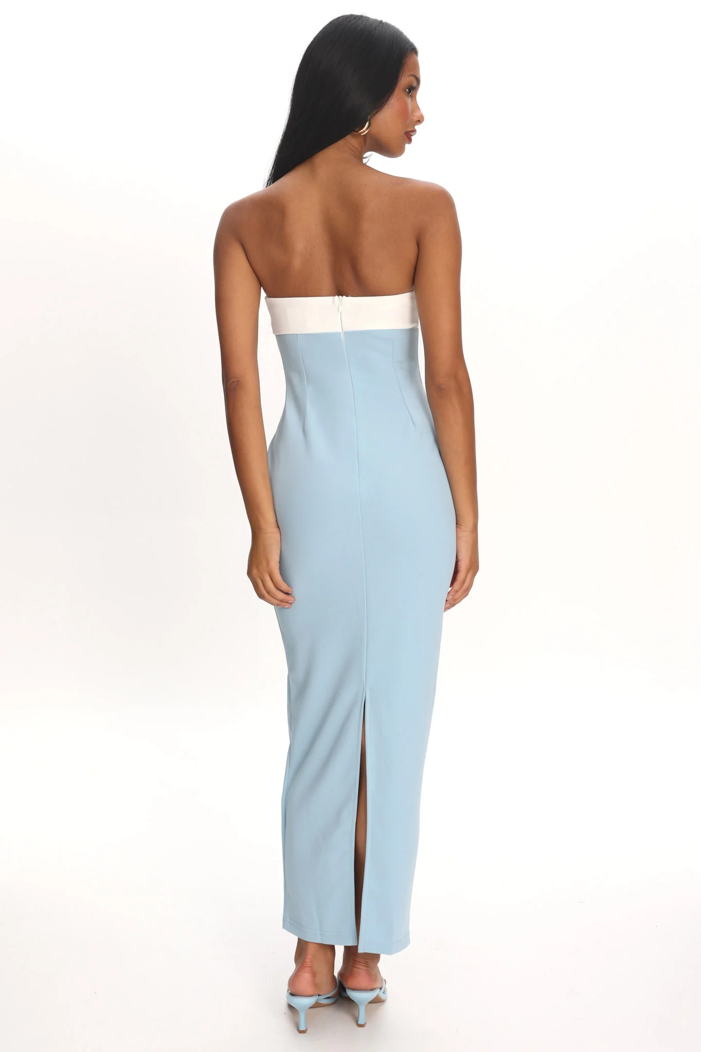 Regent Strapless Maxi Dress Contrast Blue - Image 3
