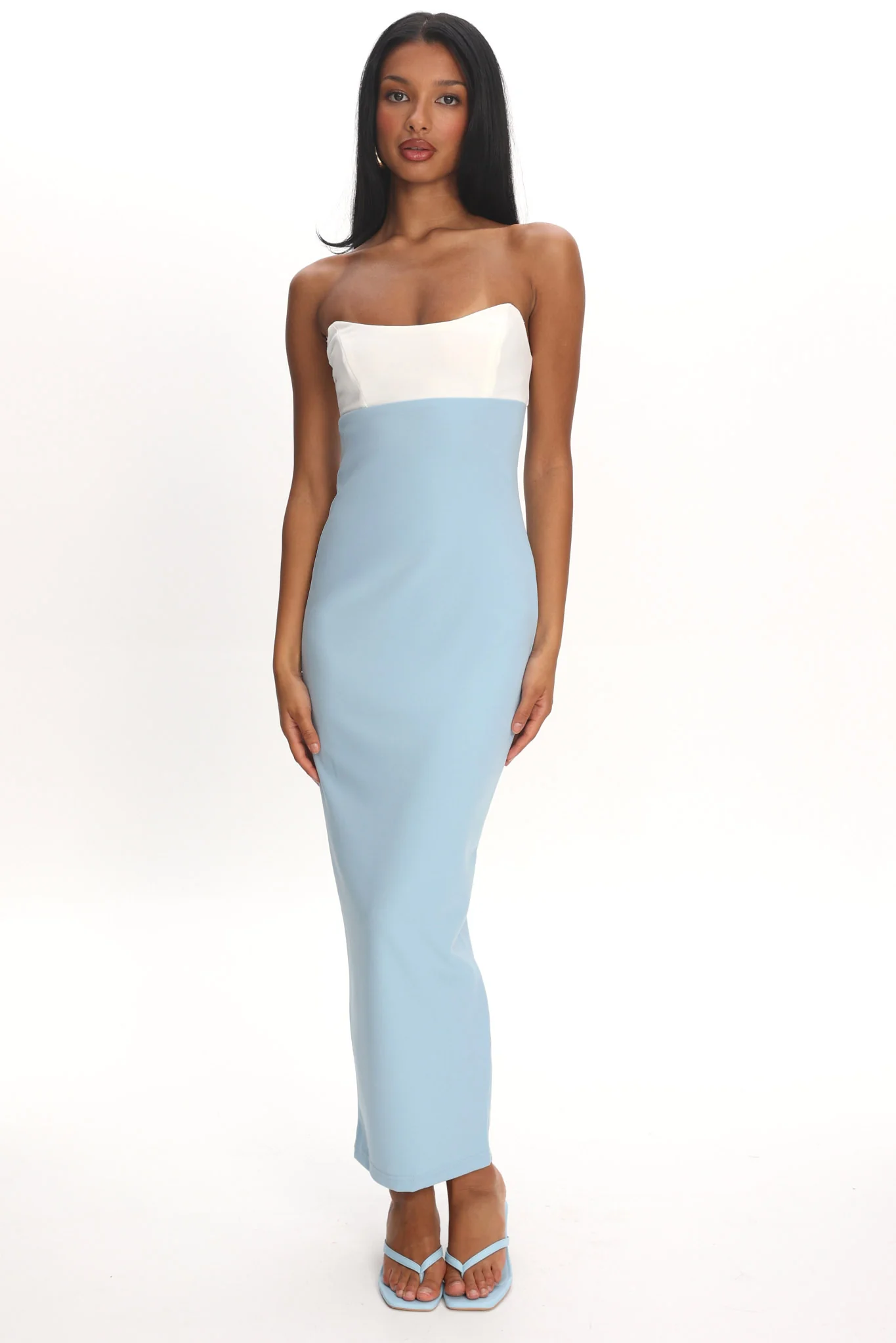 Regent Strapless Maxi Dress Contrast Blue - Image 5