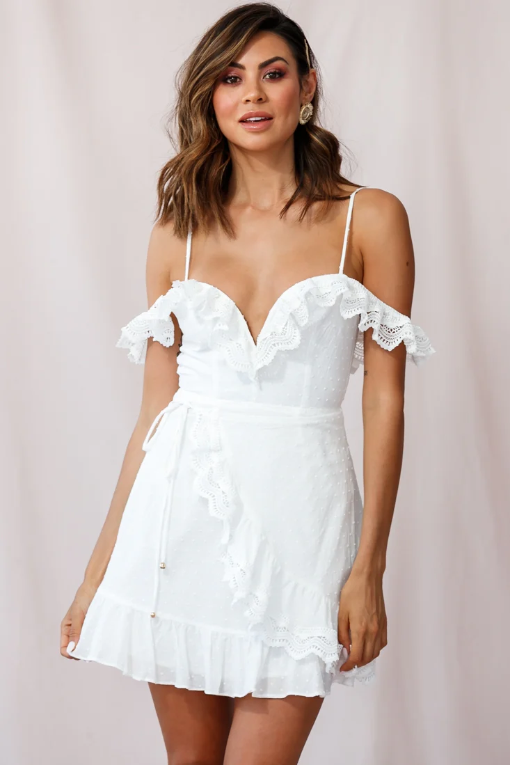Reverie Cold Shoulder Cami Strap Dress White - Image 5