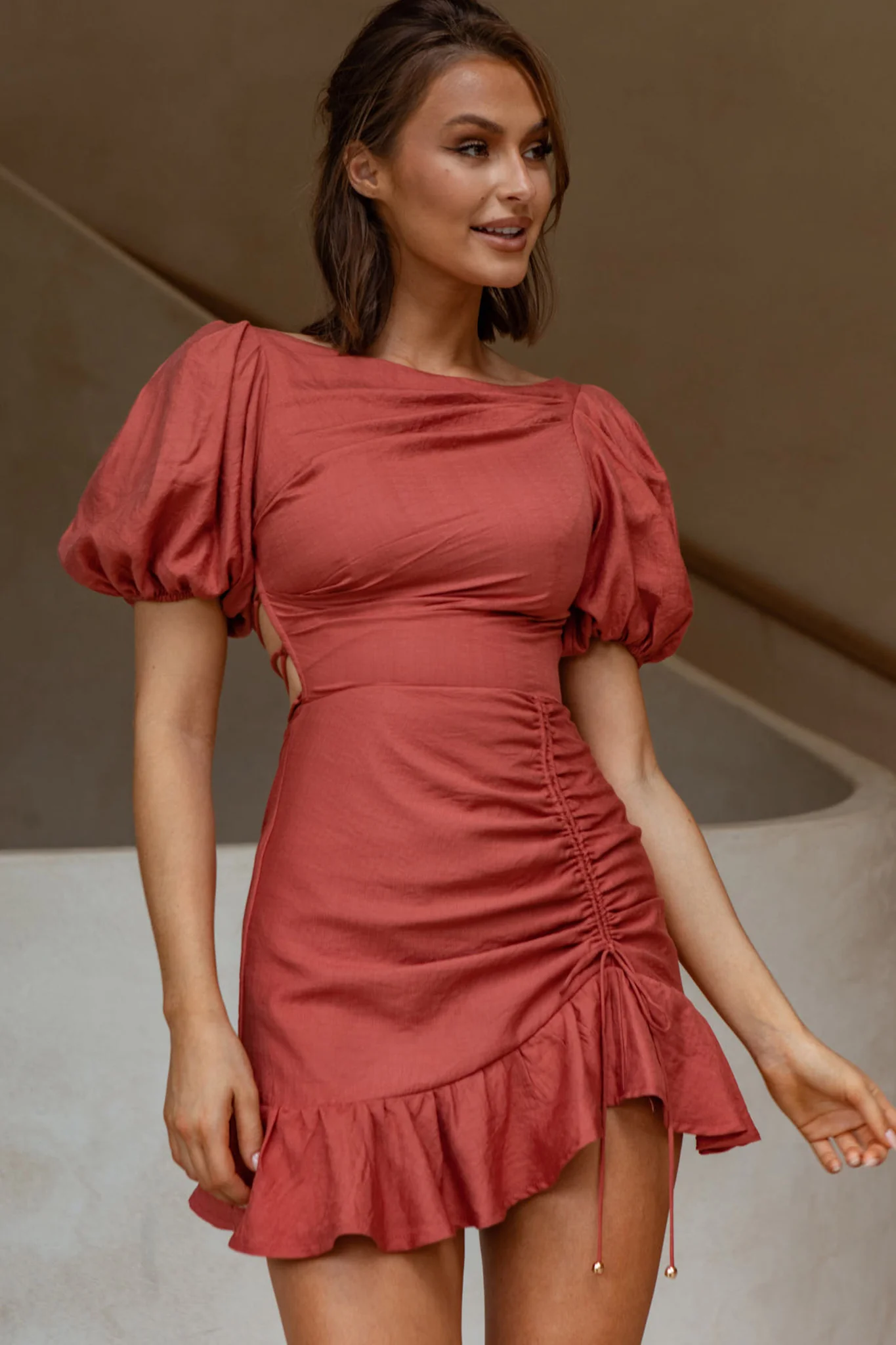 Rhode Puff Sleeve Strappy Back Dress Rose - Image 5