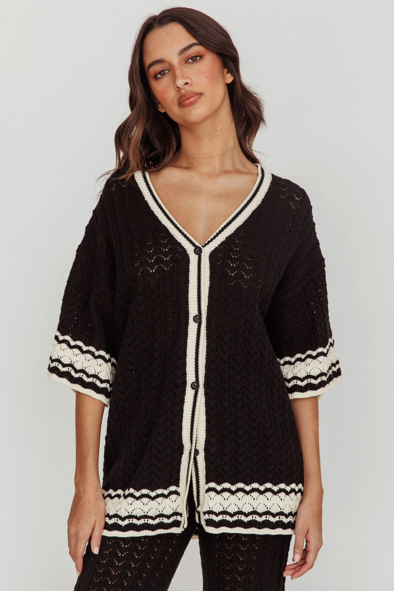Rhodes Cotton Relaxed Knit Shirt Black - Image 6