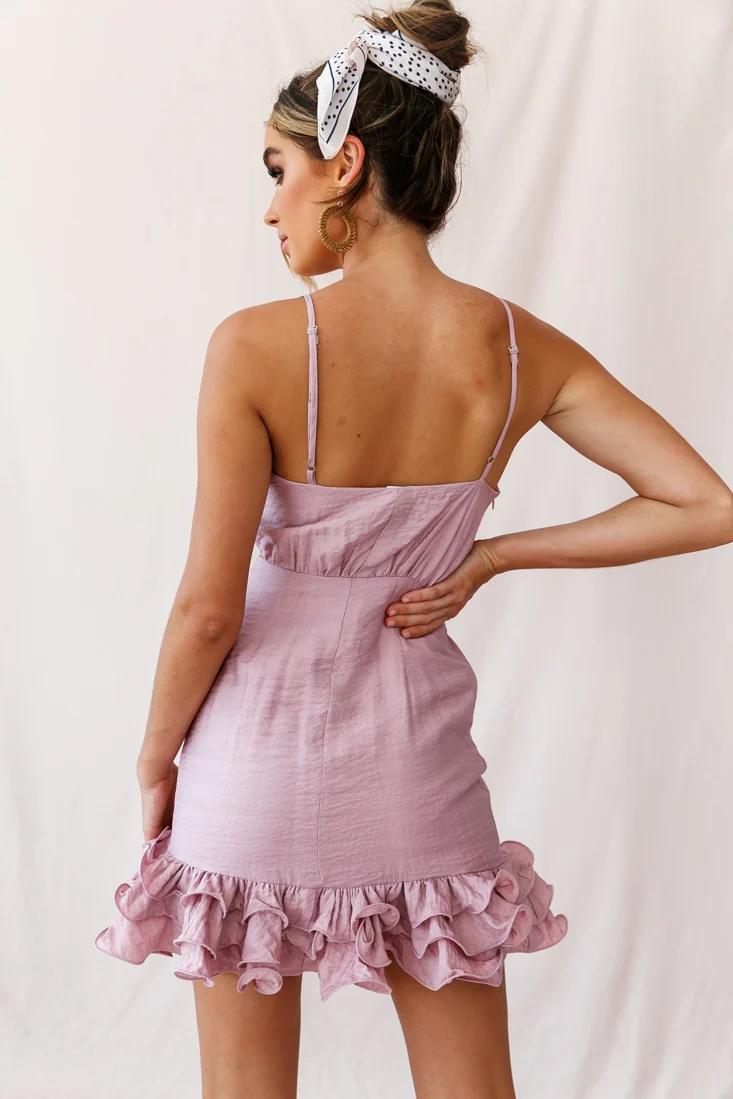 Richel Tie-Knot Bust Frill Hem Dress Blush - Image 3