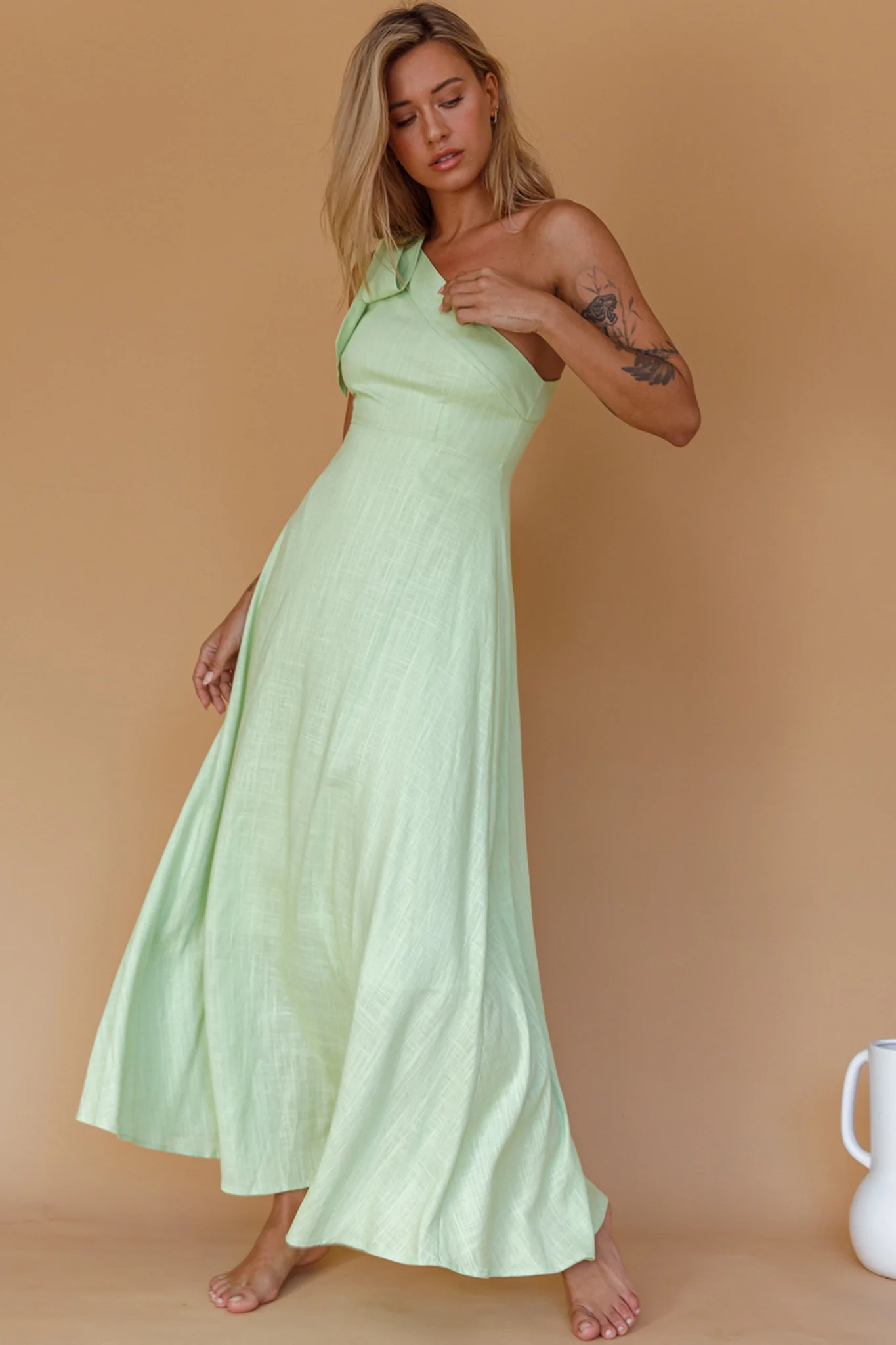 Rigel One-Shoulder Maxi Dress Apple - Image 5