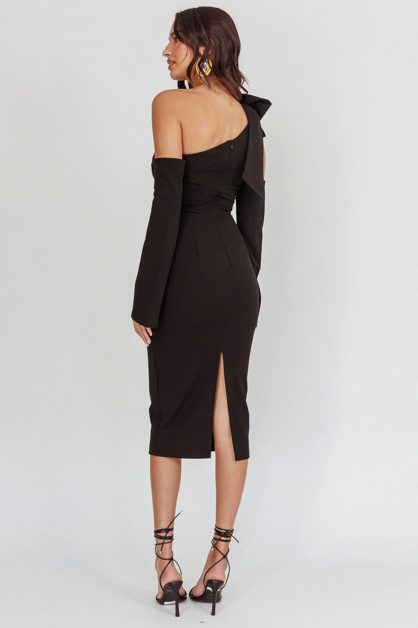 Rigel One-Shoulder Midi Dress Black - Image 3