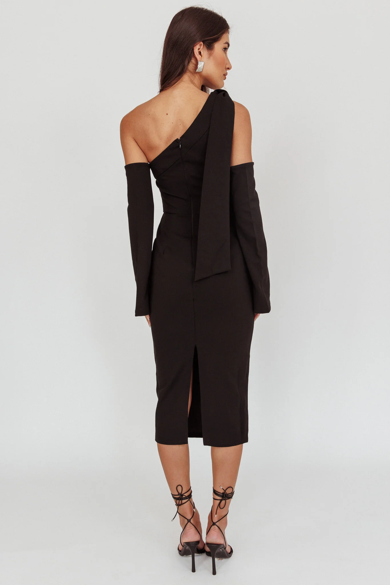 Rigel One-Shoulder Midi Dress Black - Image 5