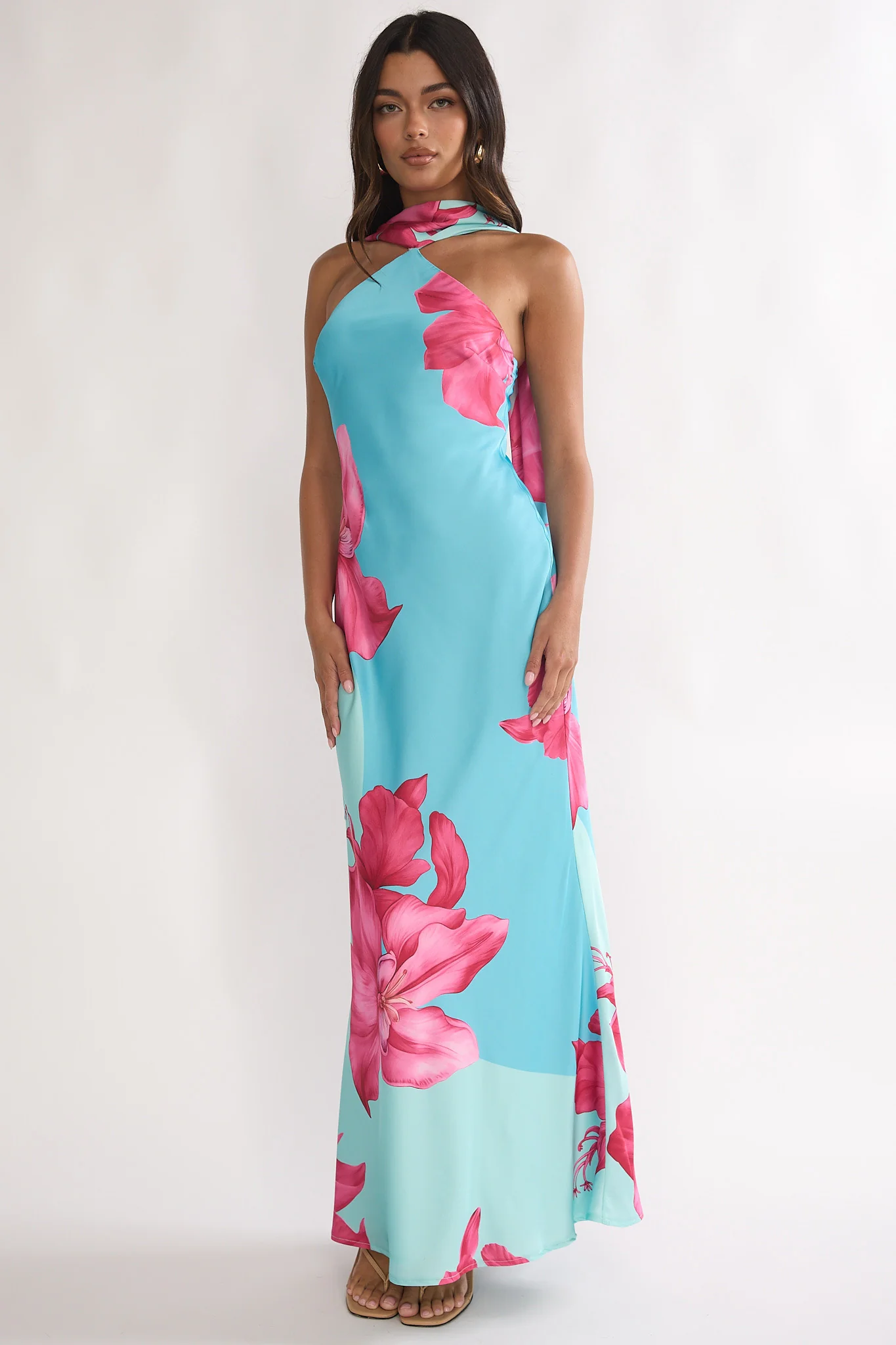 Risha Scarf Maxi Dress Lily Hot Pink - Image 3