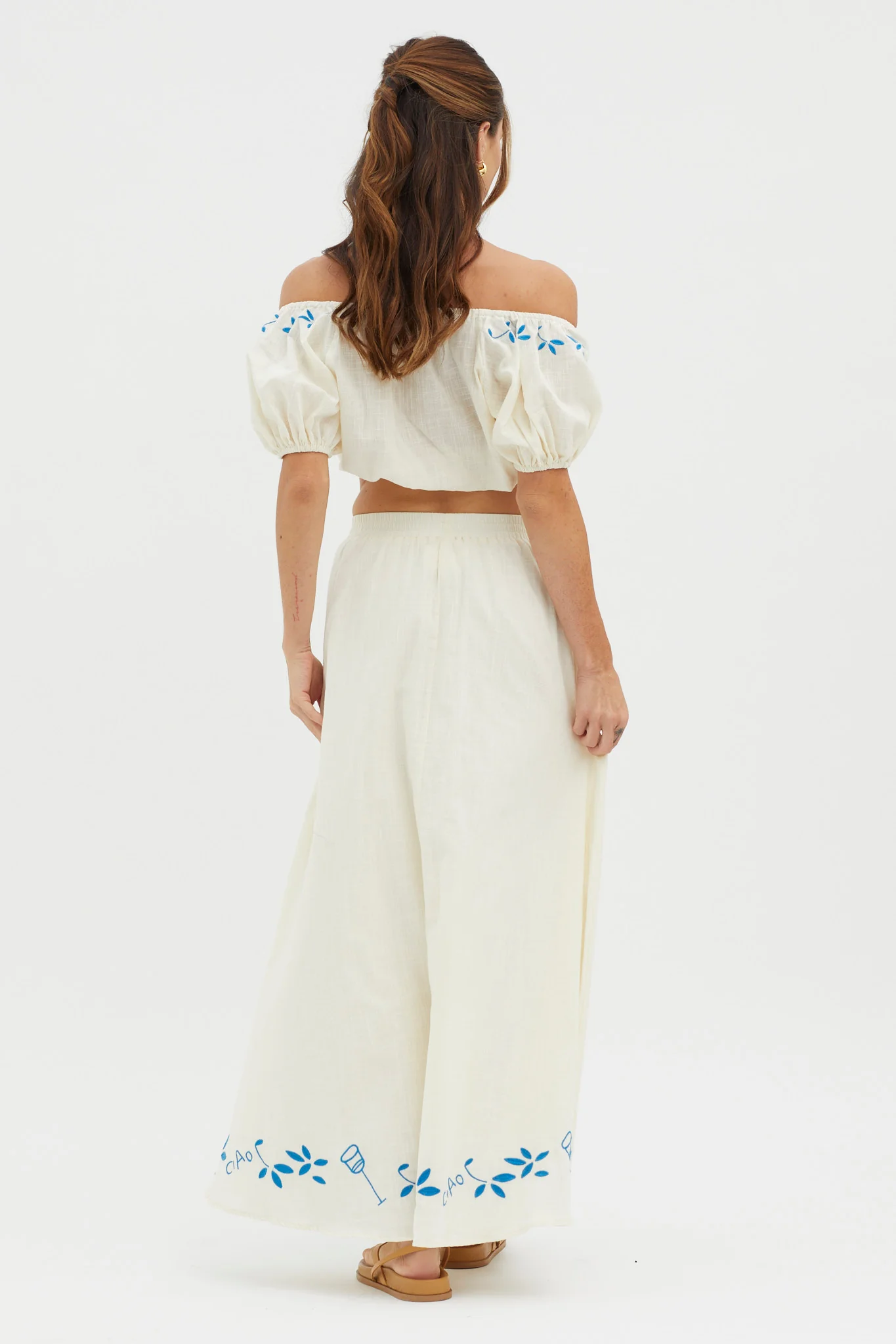Ritual Embroidered Hem Midi Skirt Beige - Image 3